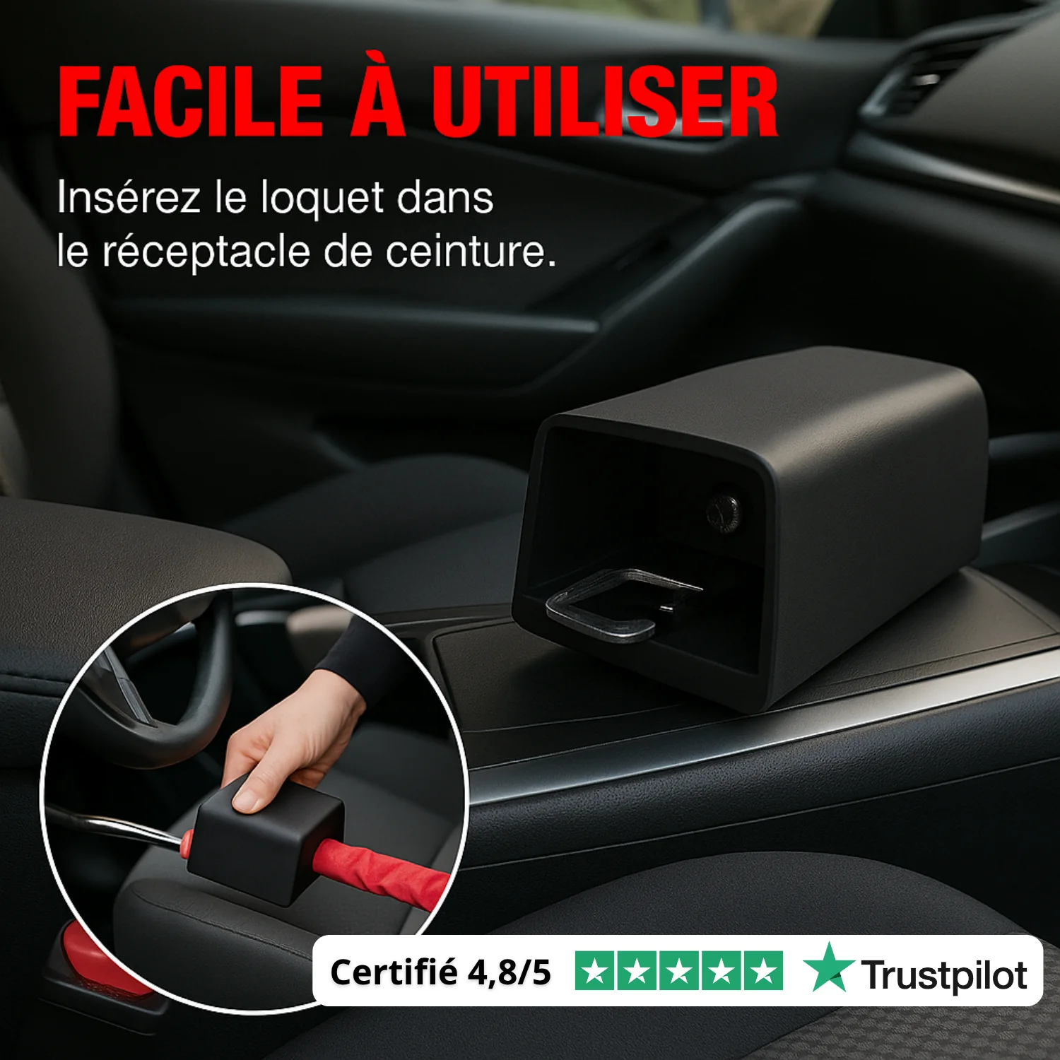 Antivol Voiture Volant & Ceinture – Câble Acier Renforcé + 3 Clés – Sécurité SUV, Camion, Auto - Image 4
