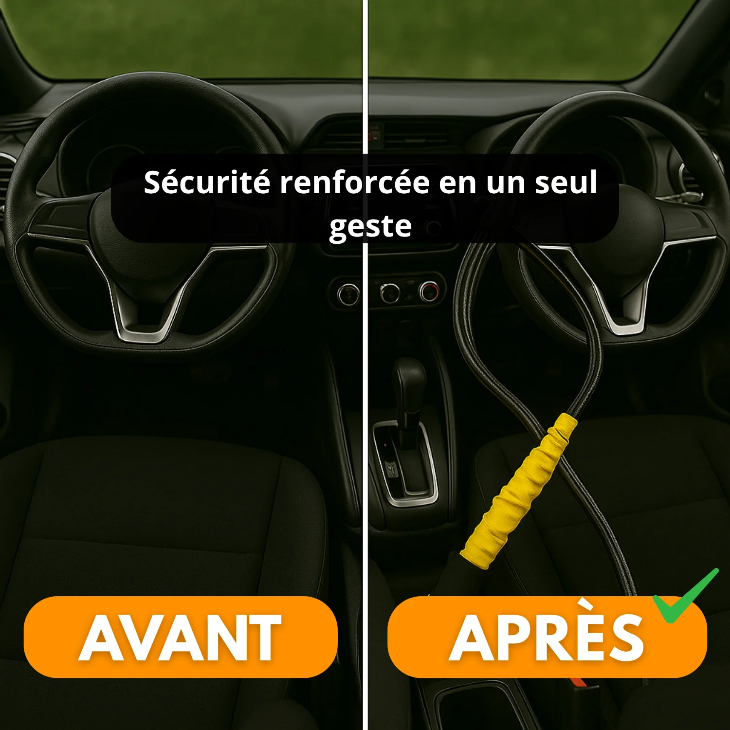 Antivol Voiture Volant & Ceinture – Câble Acier Renforcé + 3 Clés – Sécurité SUV, Camion, Auto - Image 5