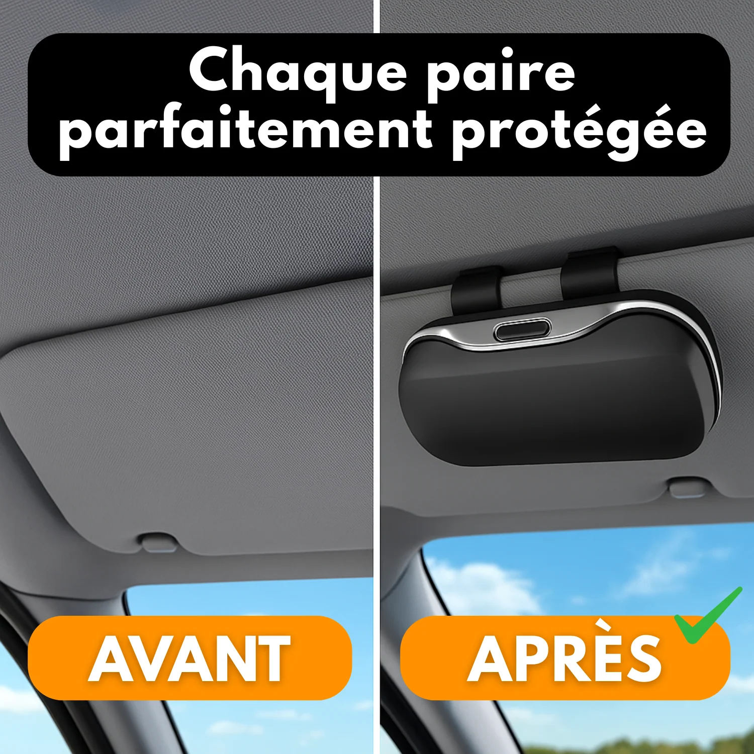 Boîte à Lunettes Voiture – Porte-Lunettes Pare-Soleil Universel Anti-Rayures – Fixation Ultra Stable - Image 6