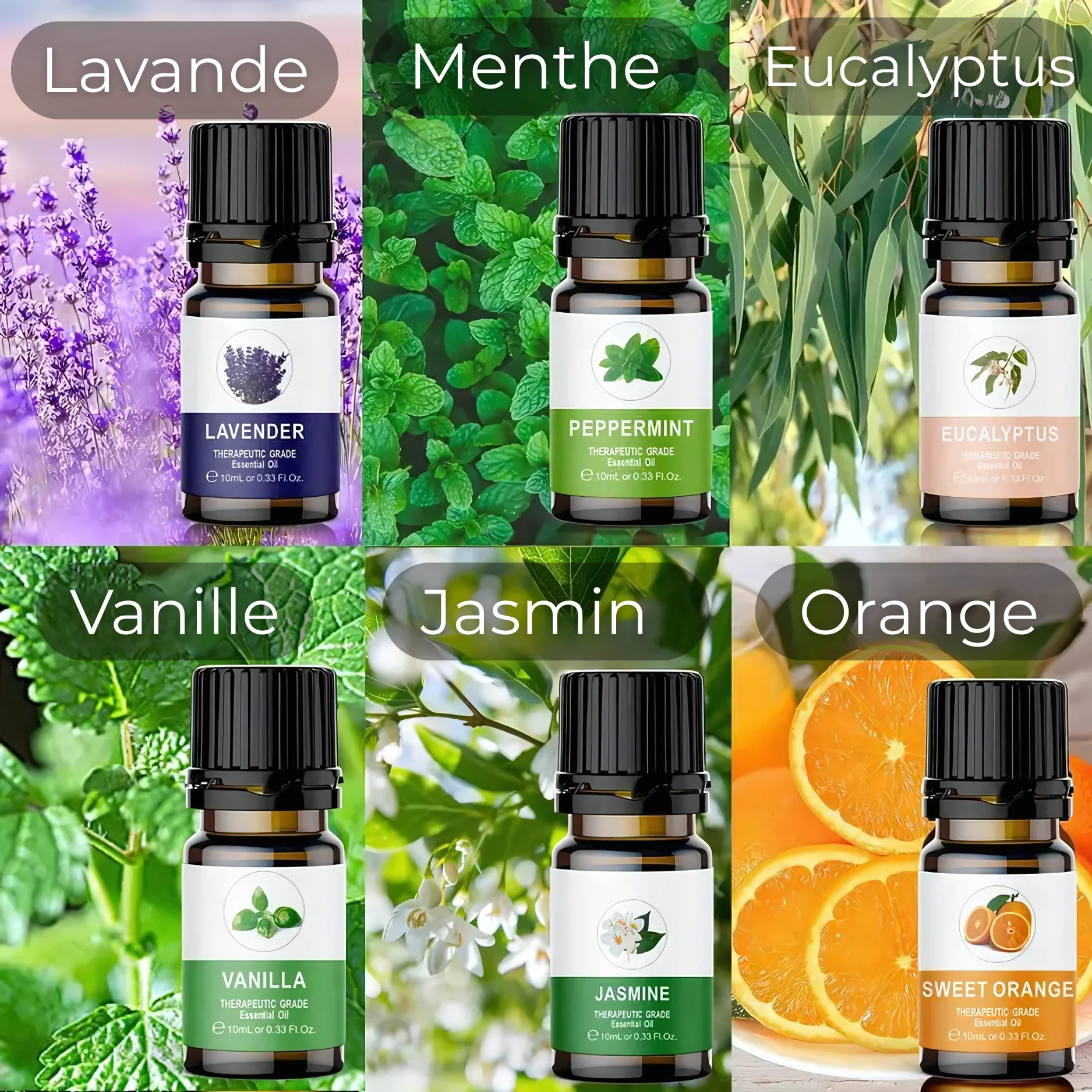 Coffret 6 Huiles Essentielles pour Diffuseur de Voiture - Image 2
