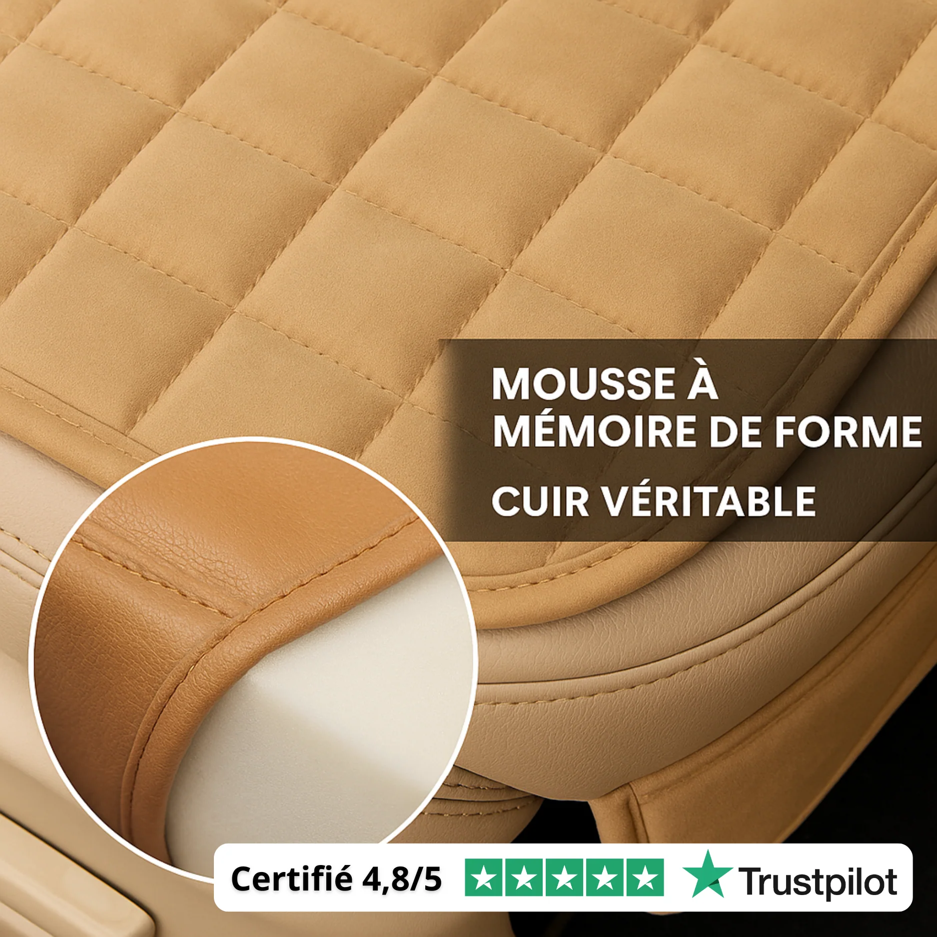 Coussin de Siège Voiture Confortable – Housse Matelassée Antidérapante - Image 5