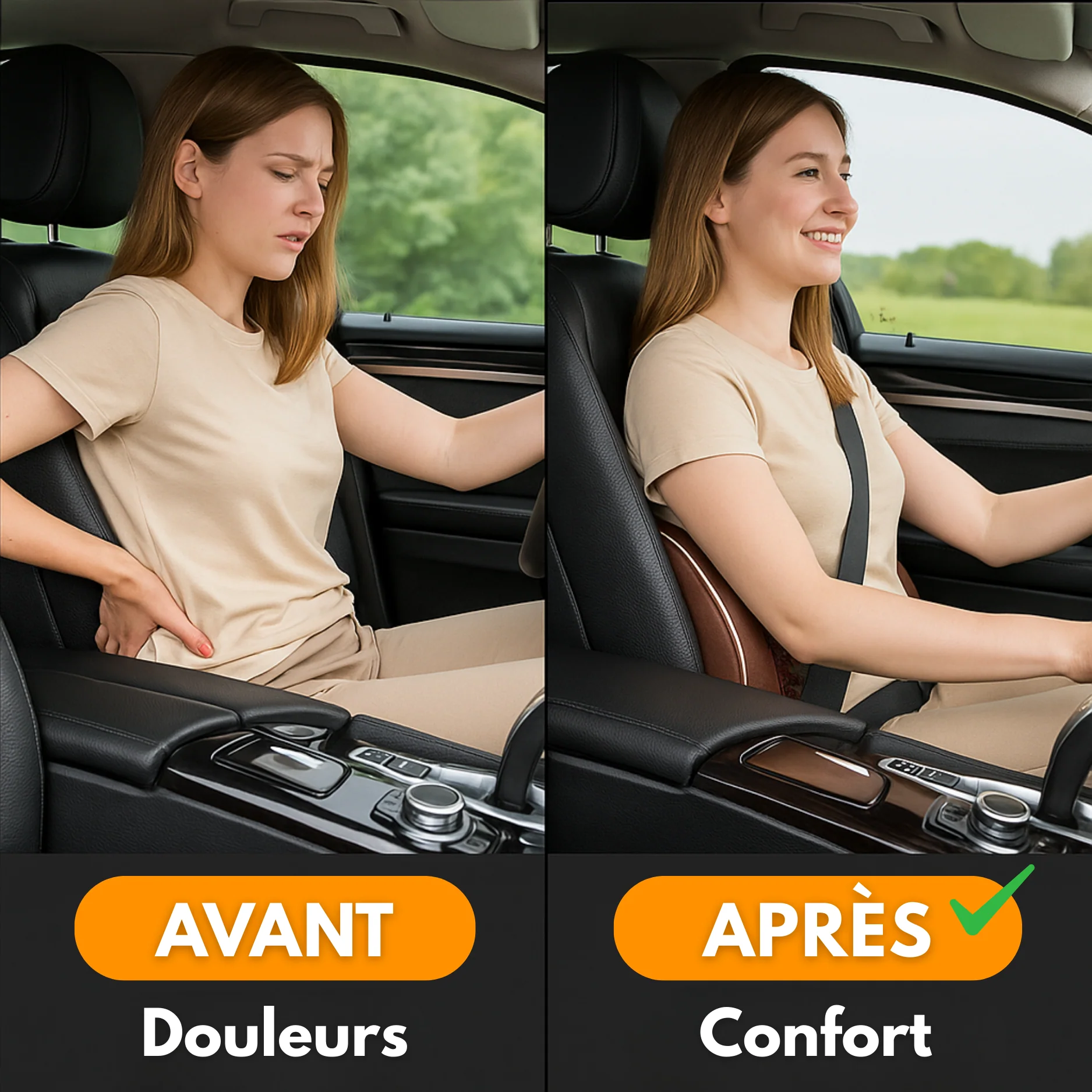 Coussin Lombaire Voiture Ergonomique – Maille Respirante - Image 4