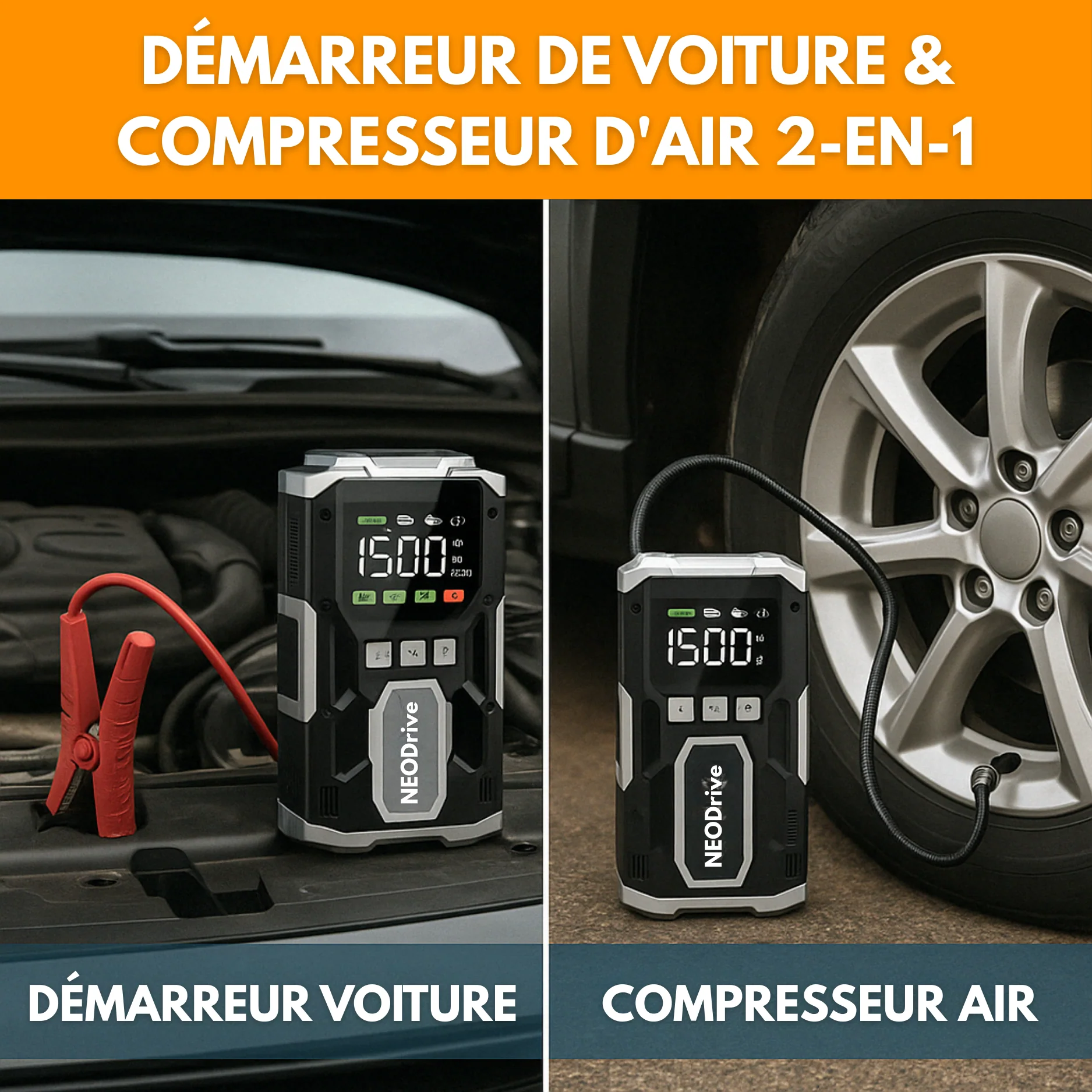 Démarreur Voiture – Booster Batterie & Compresseur Voiture, Puissant & Portable - Image 3