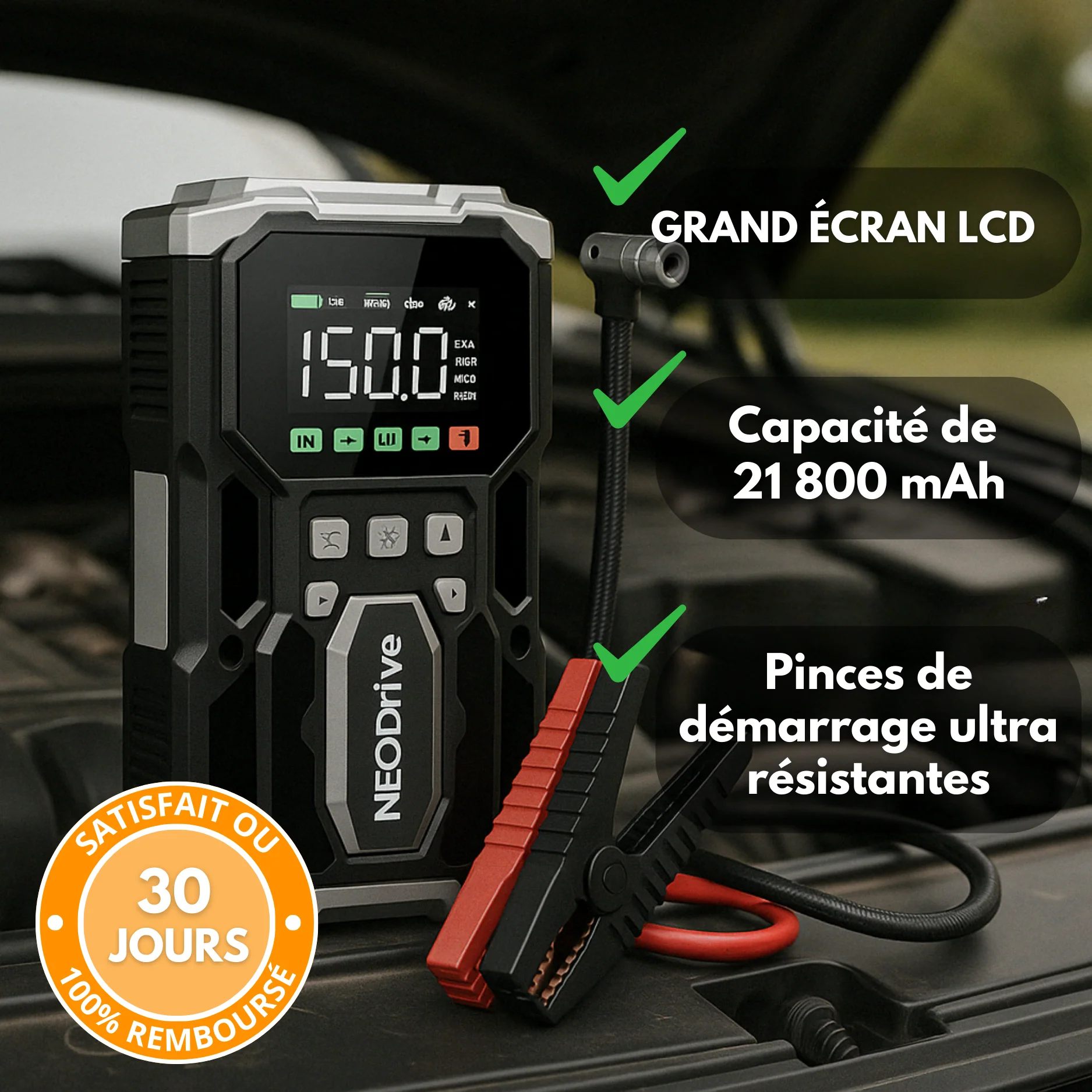 Démarreur Voiture – Booster Batterie & Compresseur Voiture, Puissant & Portable - Image 4