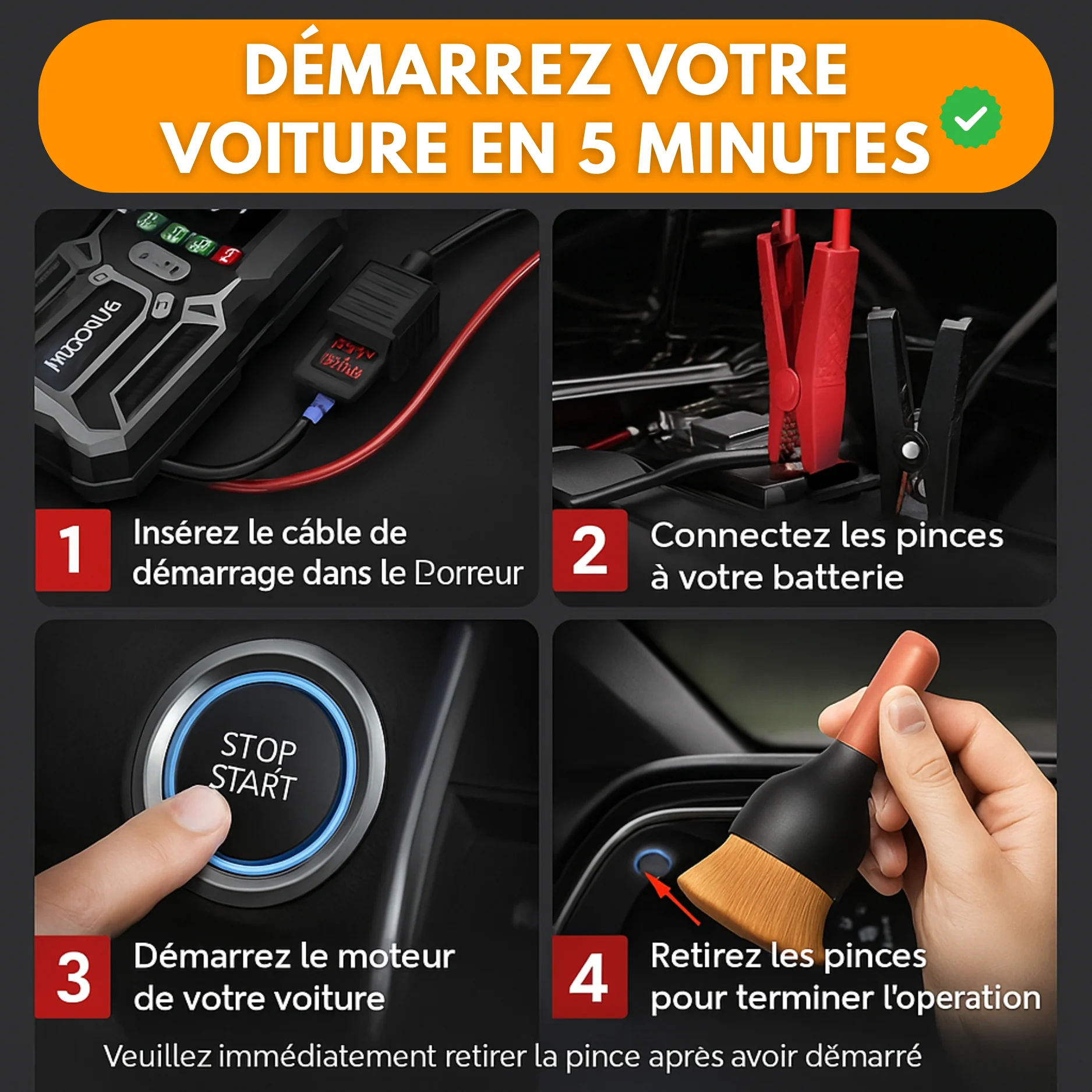 Démarreur Voiture – Booster Batterie & Compresseur Voiture, Puissant & Portable - Image 6