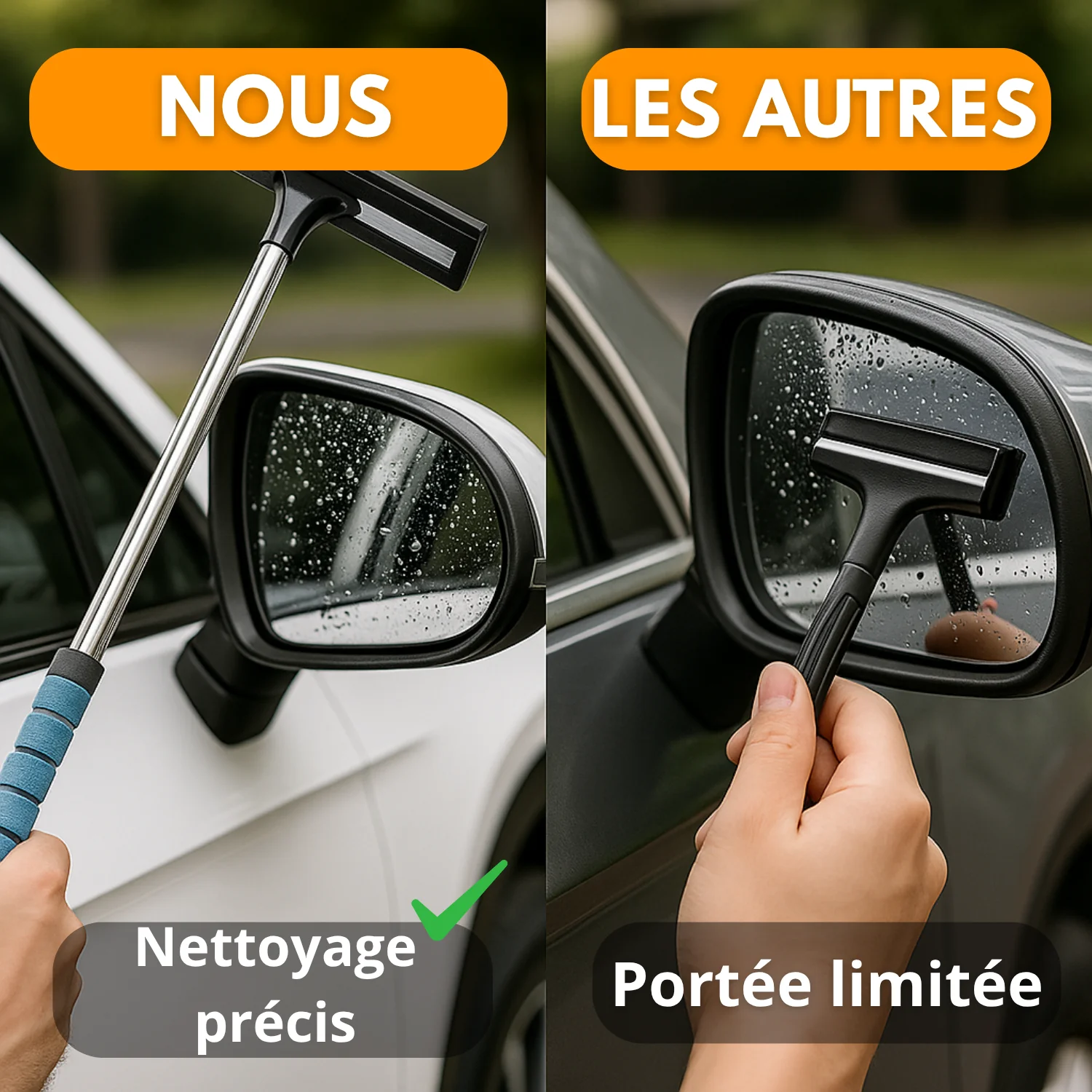 Essuie-glace Télescopique pour Rétroviseur & Pare-brise – Nettoyeur Anti-gouttes Rétractable - Image 3