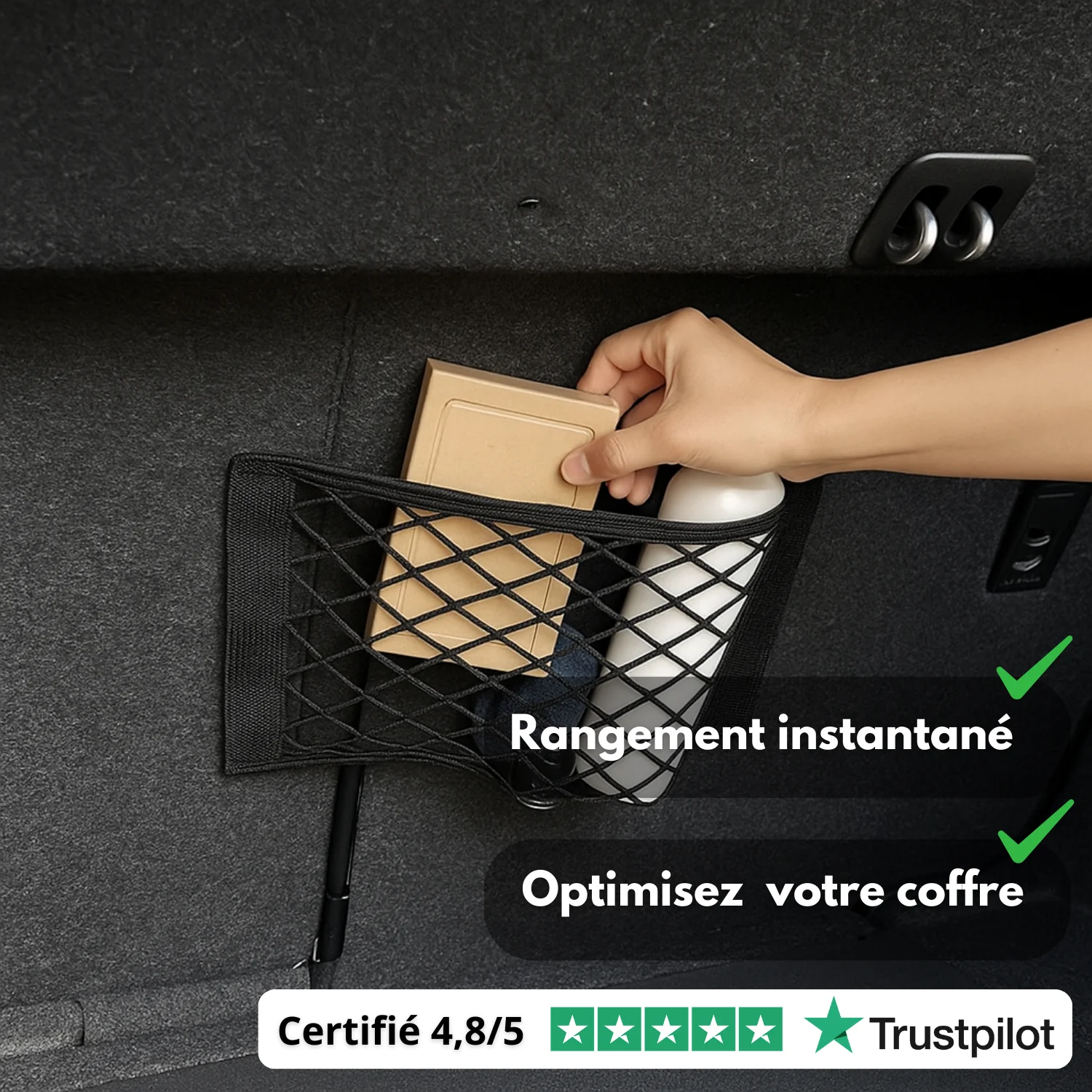 Filet de Rangement Auto-Adhésif pour Coffre de Voiture - Organisateur Voiture - Image 5