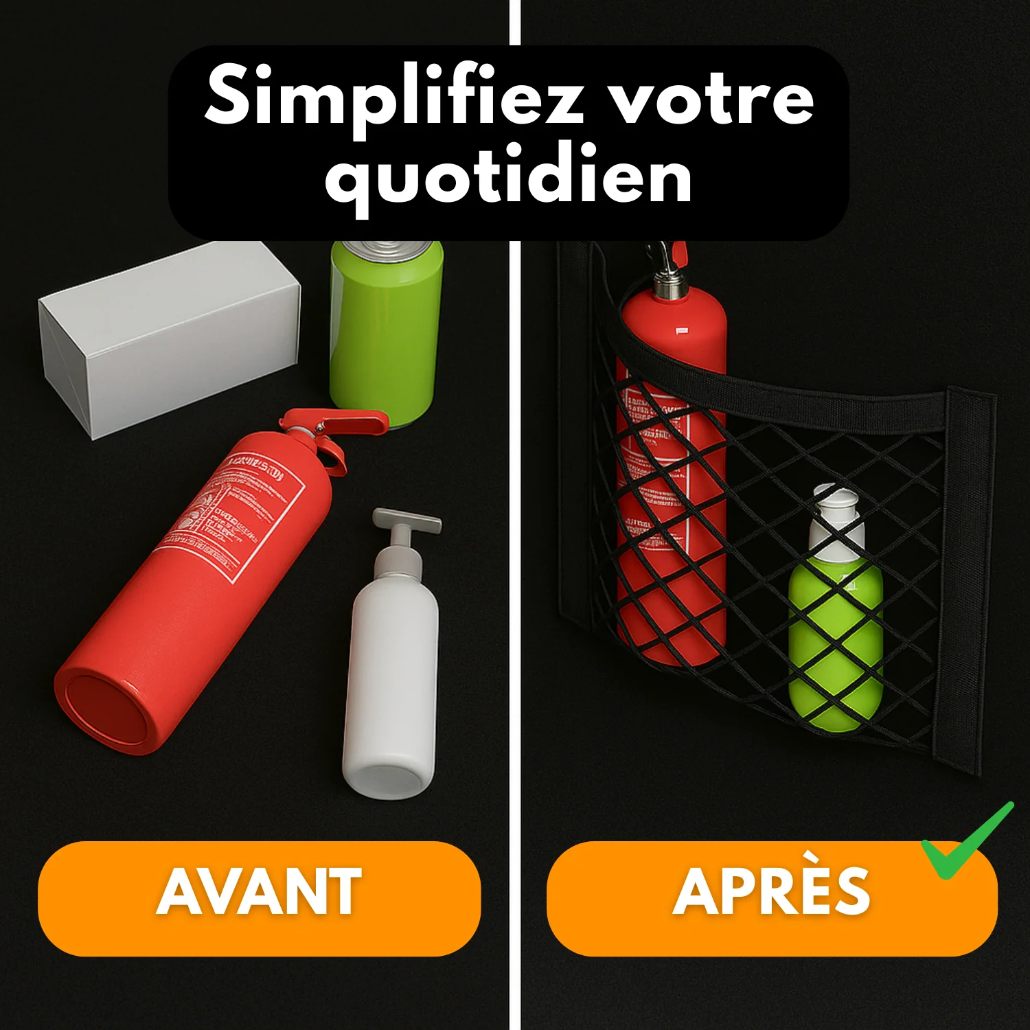 Filet de Rangement Auto-Adhésif pour Coffre de Voiture - Organisateur Voiture - Image 6