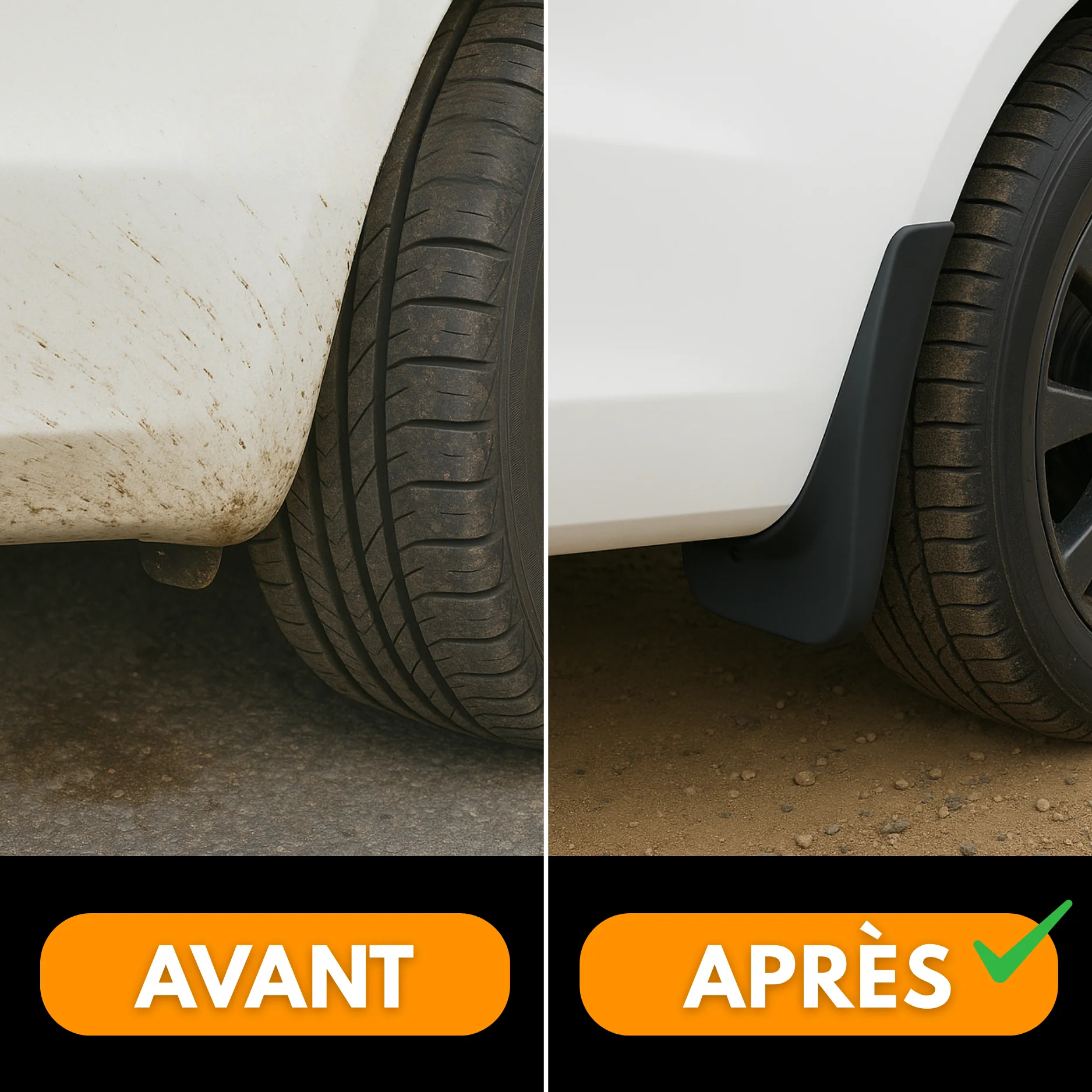 Garde-Boue Universels Voiture (4 Pièces) – Protection Anti-Projection pour Roues Avant et Arrière - Image 2