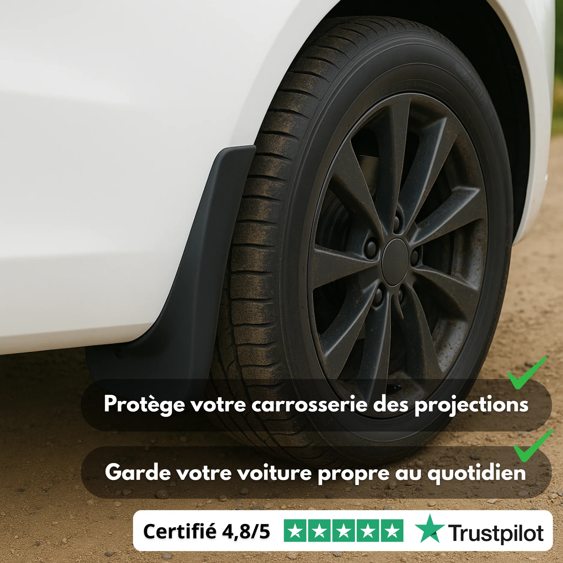 Garde-Boue Universels Voiture (4 Pièces) – Protection Anti-Projection pour Roues Avant et Arrière - Image 4