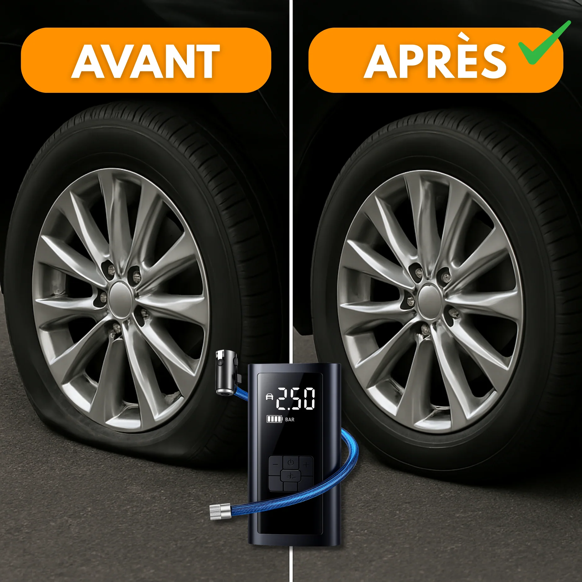 Compresseur d'Air Portable Voiture – Batterie Rechargeable - Image 3