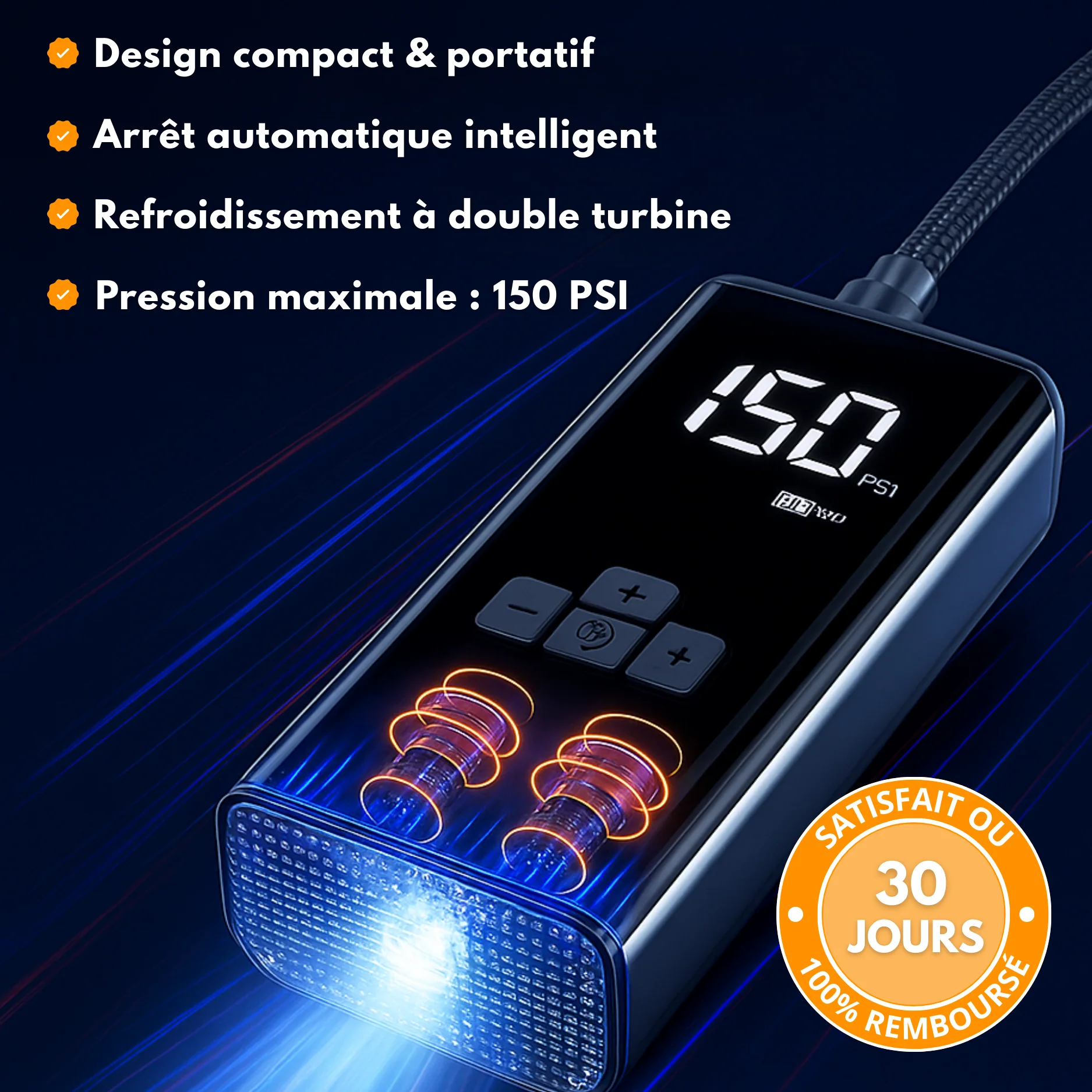 Compresseur d'Air Portable Voiture – Batterie Rechargeable - Image 5
