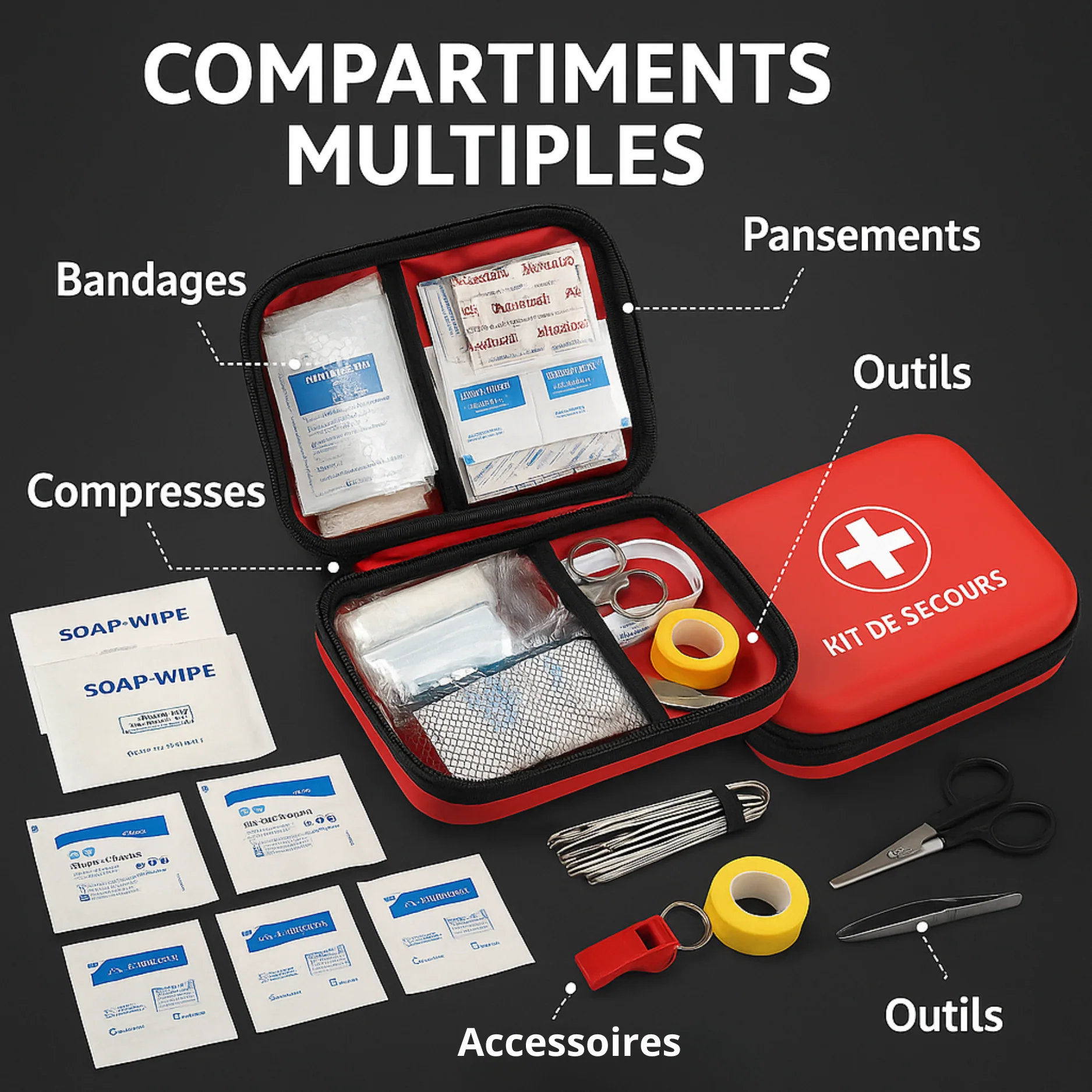 Trousse de Secours Portable Urgence – Maison, Voiture, Camping & Voyage - Image 6
