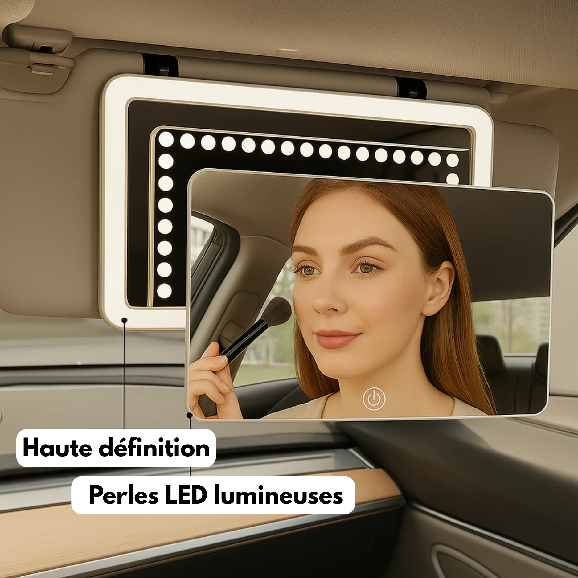 Miroir Maquillage LED Voiture – Lumière Tactile & Rechargeable - Image 4