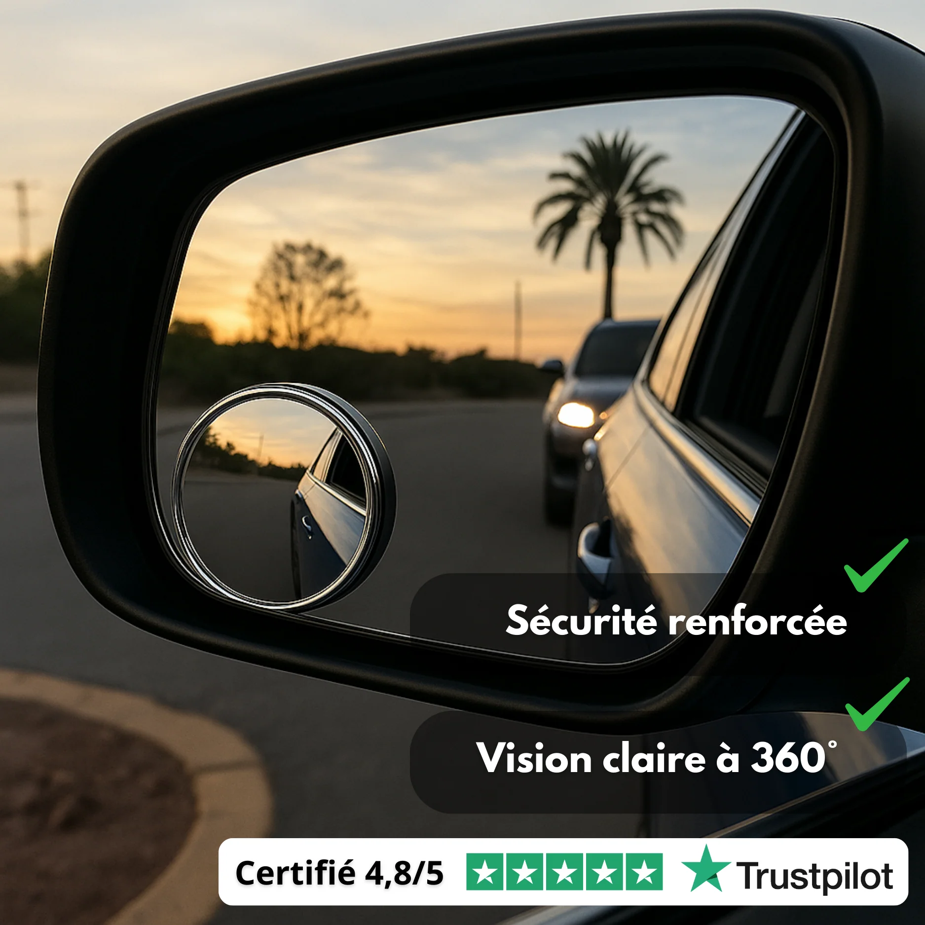Miroirs Angle Mort 360° pour Rétroviseurs – Vision Panoramique (Lot de 2) - Image 6