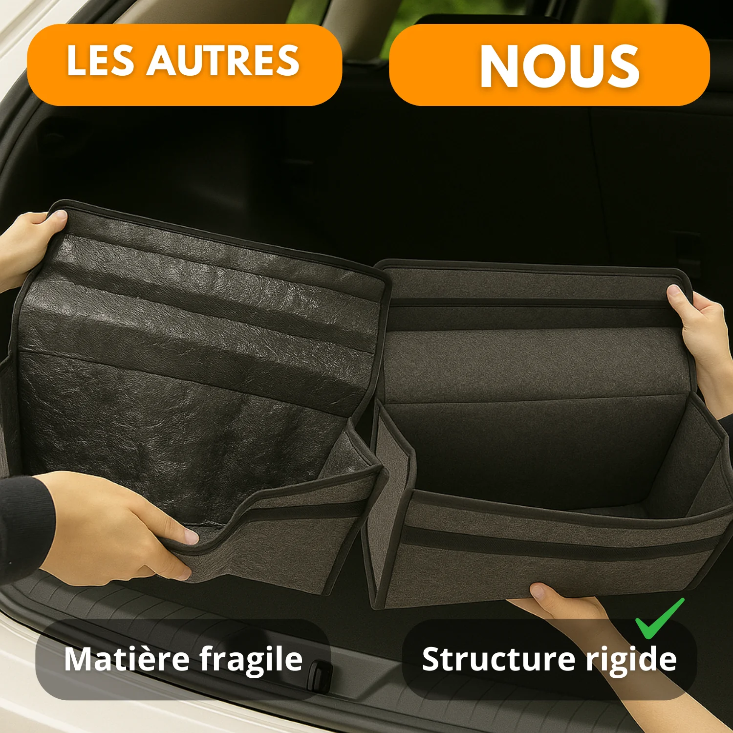 Organisateur de Coffre Voiture – Grande Capacité  – Pliable, Léger, Antidérapant, avec Poignée - Image 5