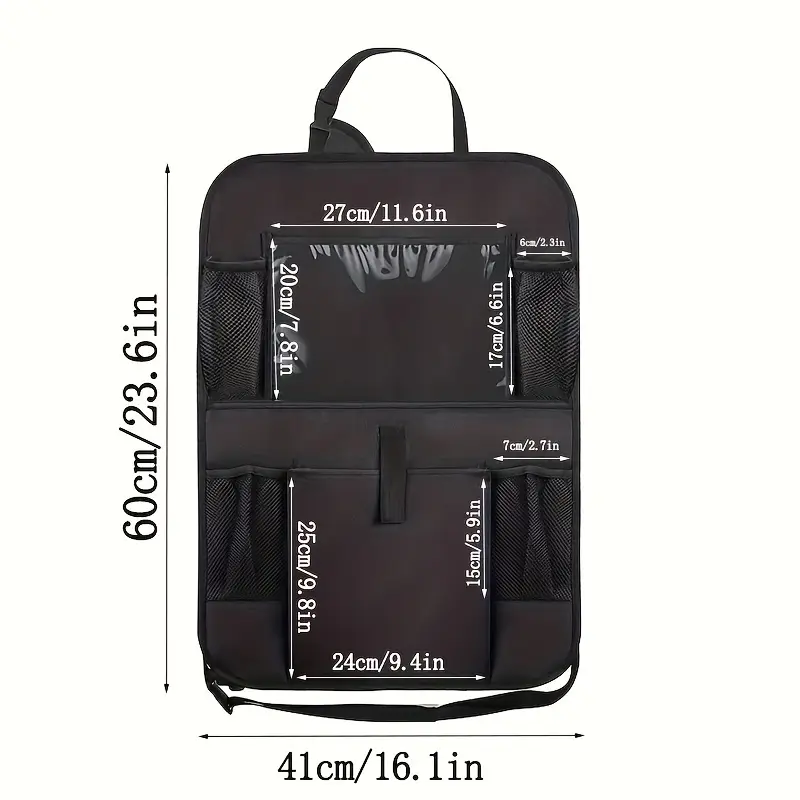 Organisateur de Siège Arrière Voiture (Lot de 2) – Rangement Multi-Poches, Protection Dossier et Repose-Pieds – Noire - Image 11