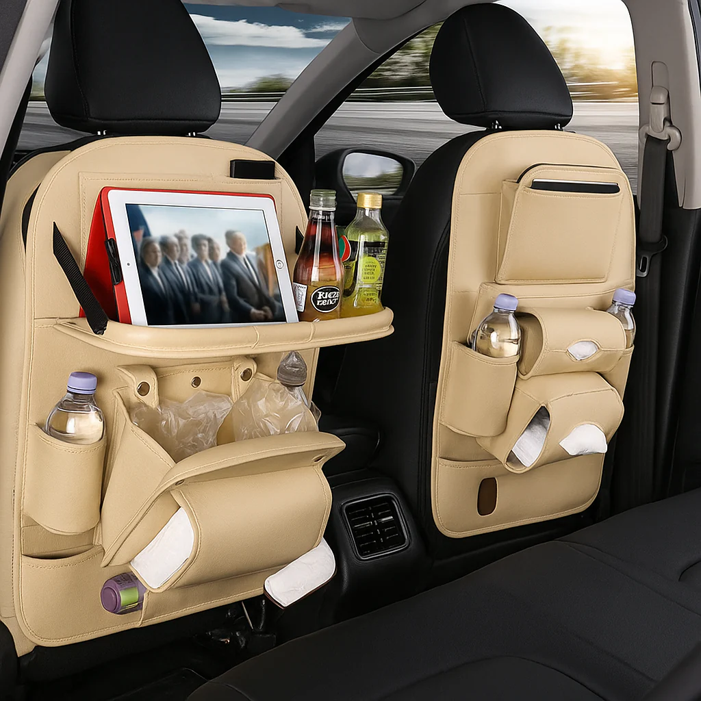 Organisateur de Siège Voiture en Cuir PU Haut de Gamme avec Table Pliable - Image 6