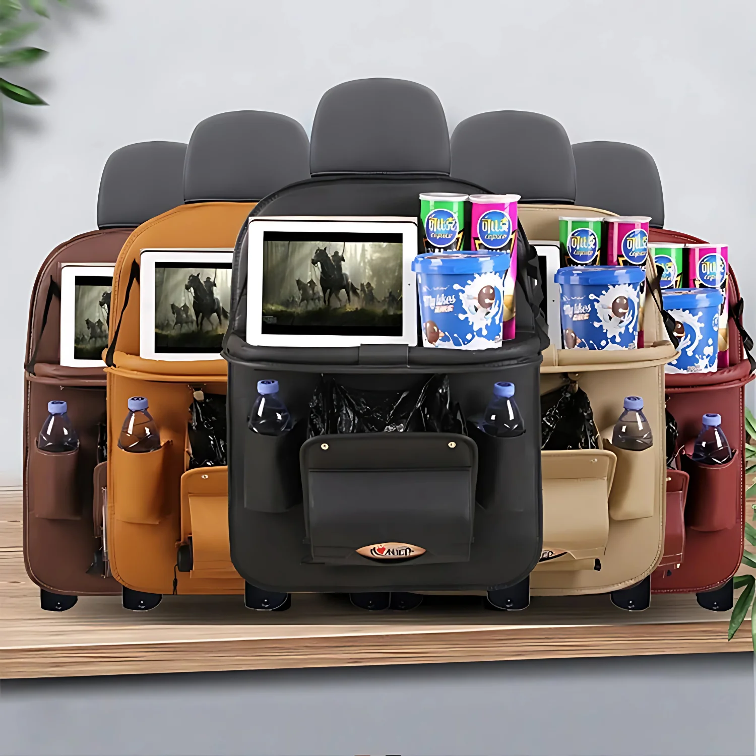 Organisateur de Siège Voiture en Cuir PU Haut de Gamme avec Table Pliable - Image 7