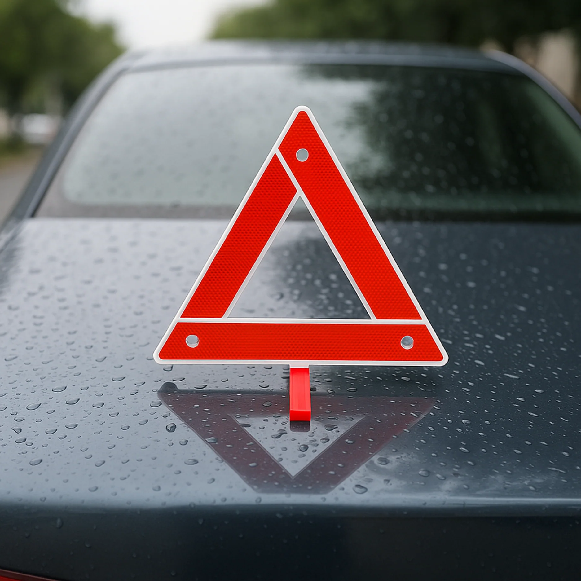 Panneau de Signalisation d'Urgence Réfléchissant pour Voiture – Triangulaire, Pliable, 30x30cm
