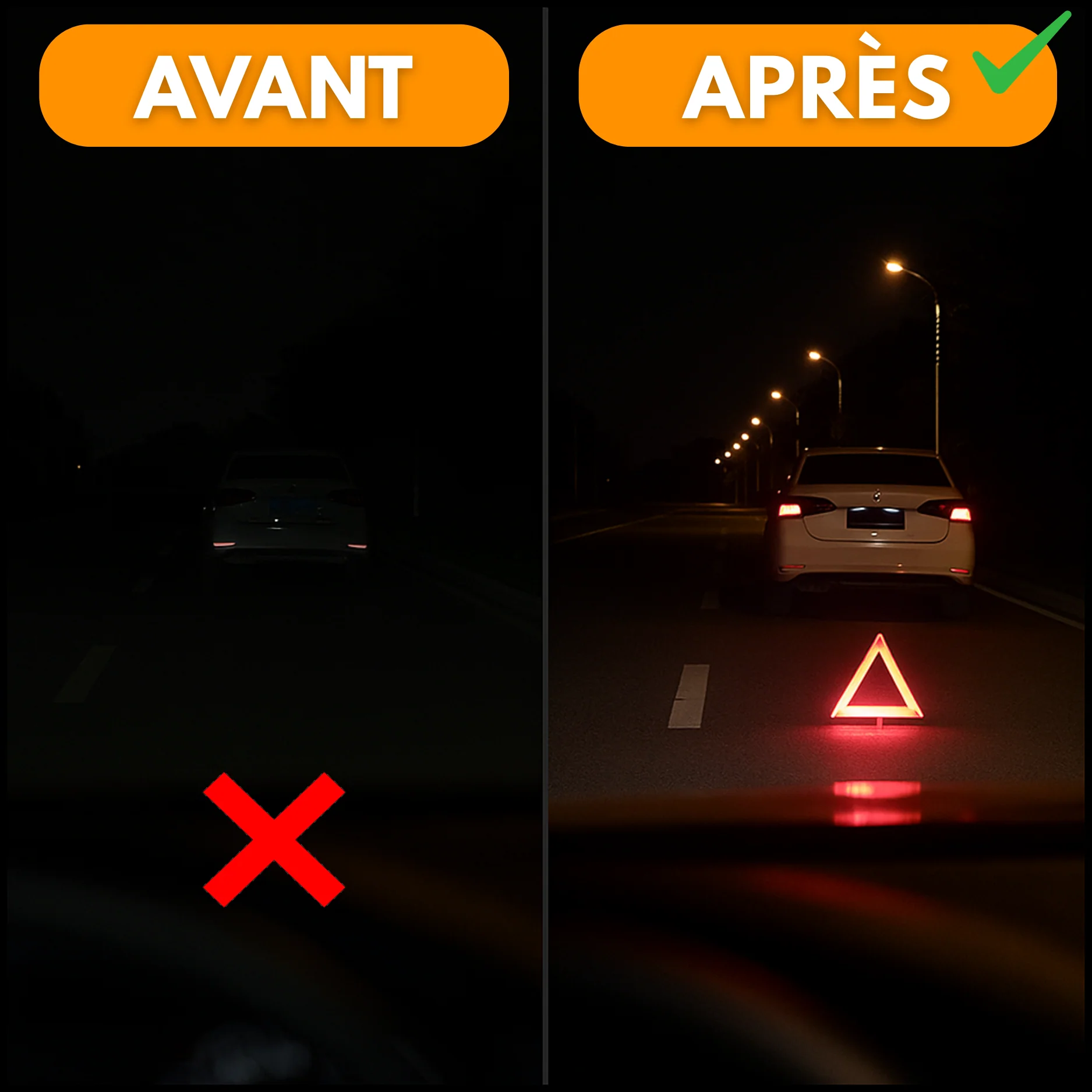 Panneau de Signalisation d'Urgence Réfléchissant pour Voiture – Triangulaire, Pliable, 30x30cm - Image 6