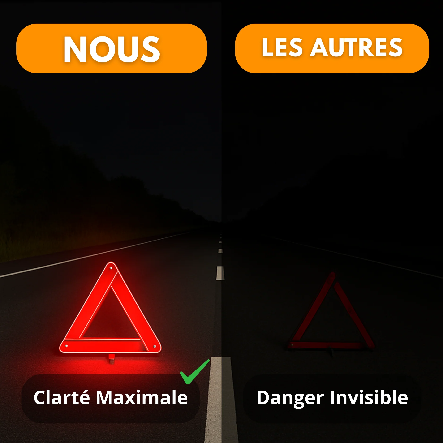 Panneau de Signalisation d'Urgence Réfléchissant pour Voiture – Triangulaire, Pliable, 30x30cm - Image 7