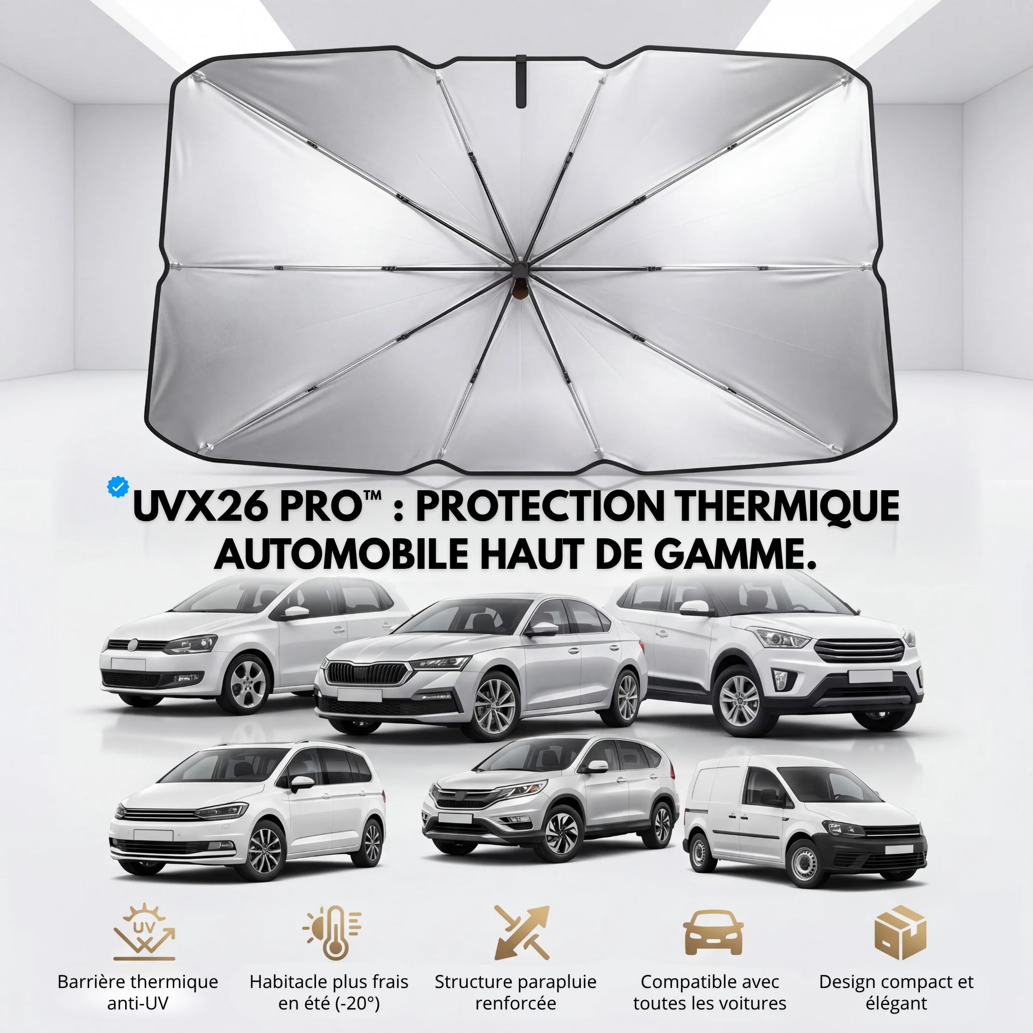 Pare-Soleil Avant Anti-Chaleur UVX 26 PRO™ – Jusqu’à -30 °C dans l’habitacle - Image 10