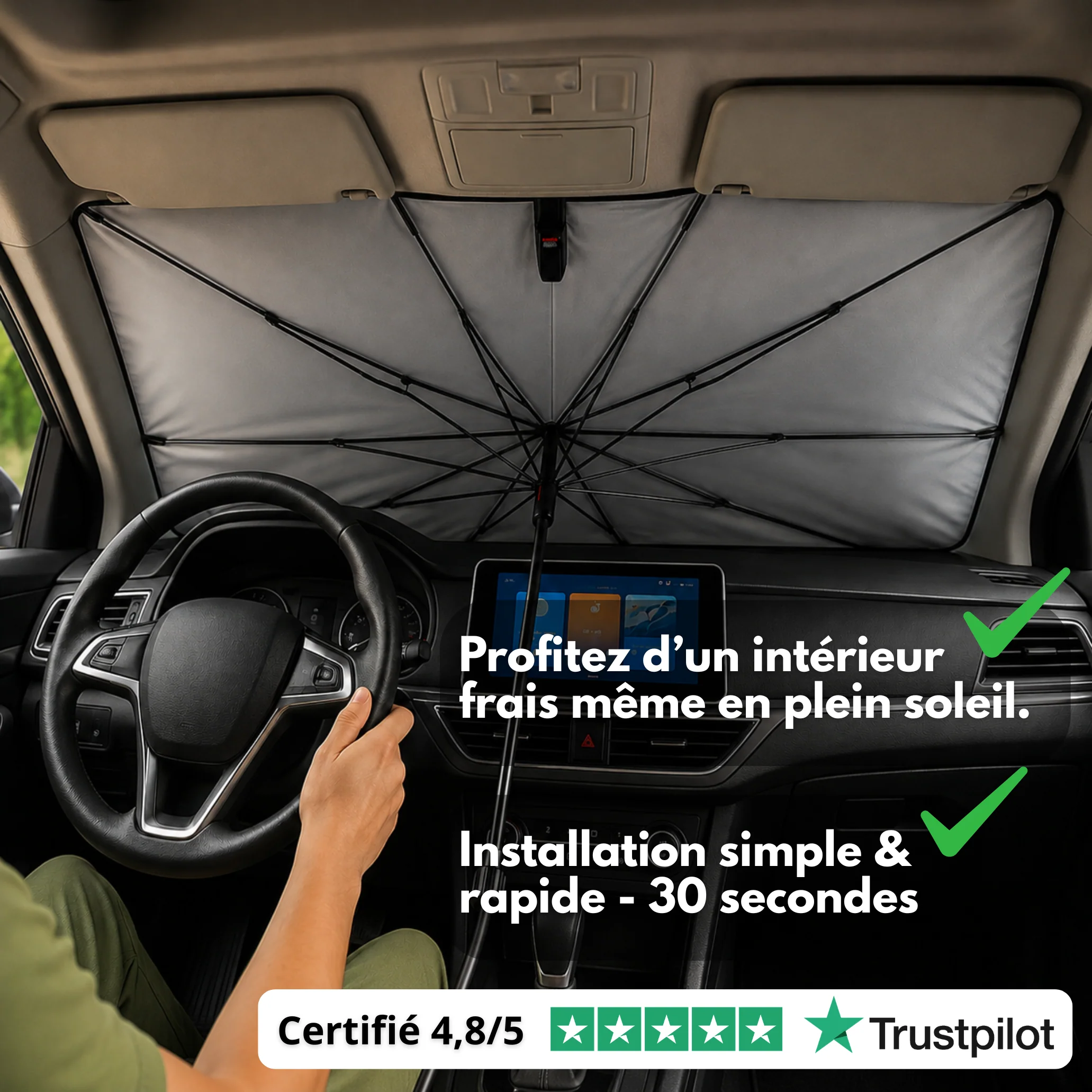 Pare-Soleil Avant Anti-Chaleur UVX 26 PRO™ – Jusqu’à -30 °C dans l’habitacle - Image 6