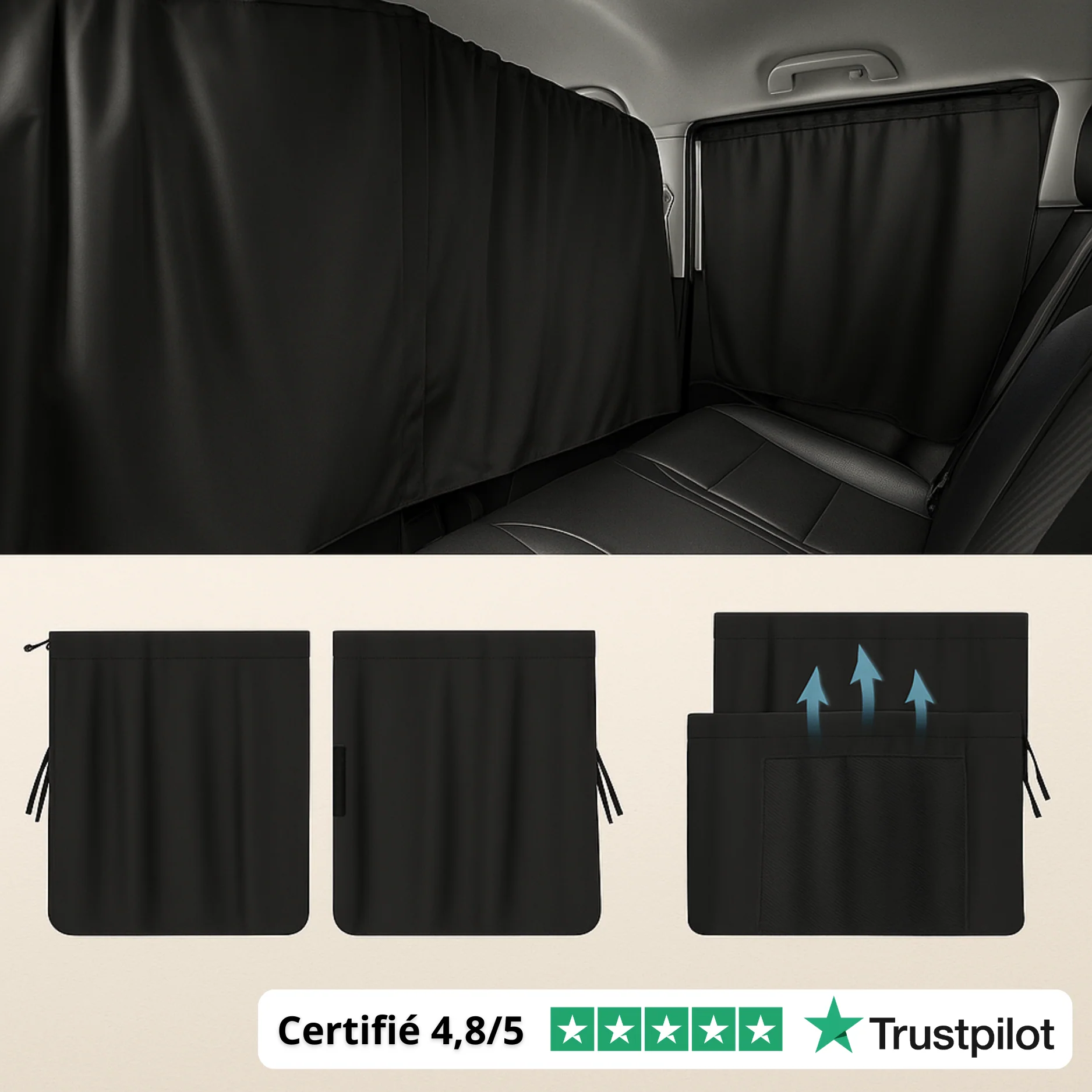 Rideaux de Confidentialité Voiture 4 Pièces - Image 4