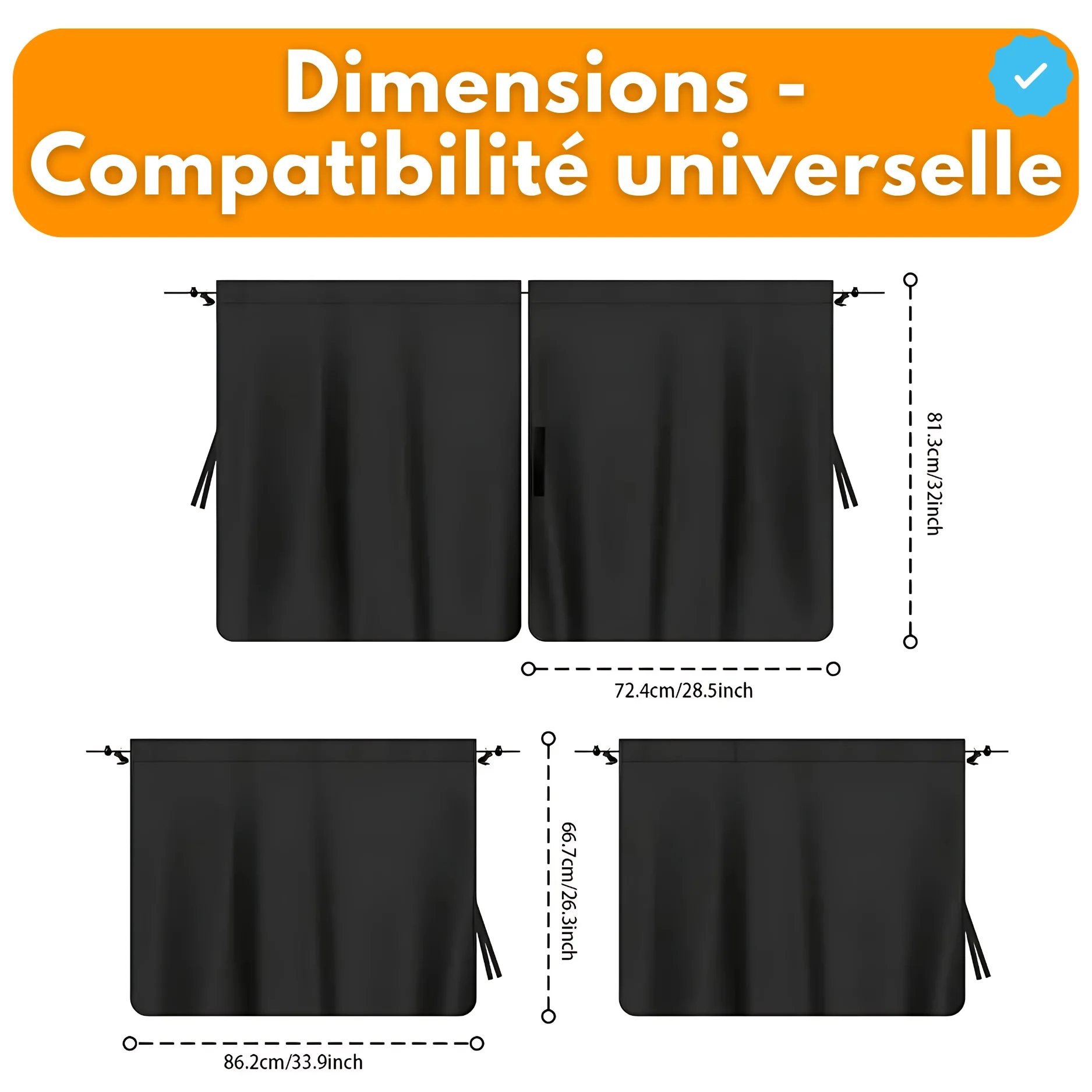 Rideaux de Confidentialité Voiture 4 Pièces - Image 7