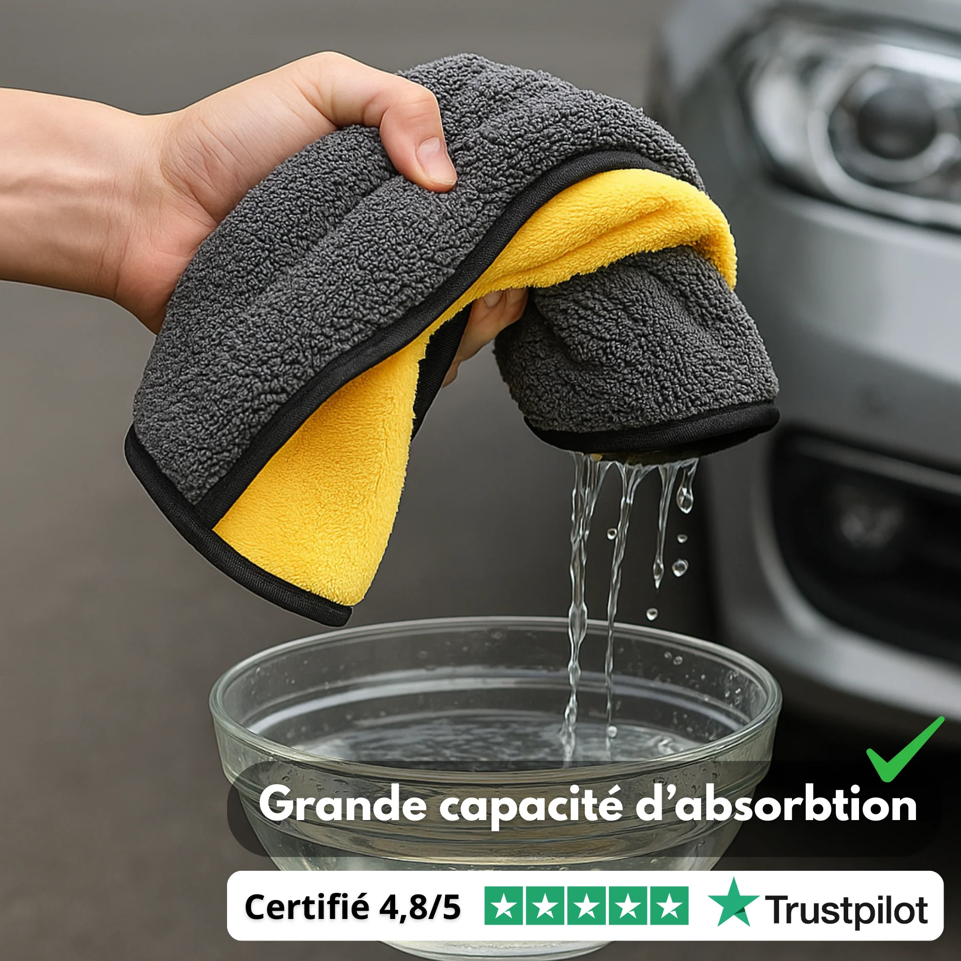 Chiffon Microfibre Voiture 30x60 cm – Super Absorbant, Doux et Épais pour Lavage, Séchage et Entretien Auto - Image 4