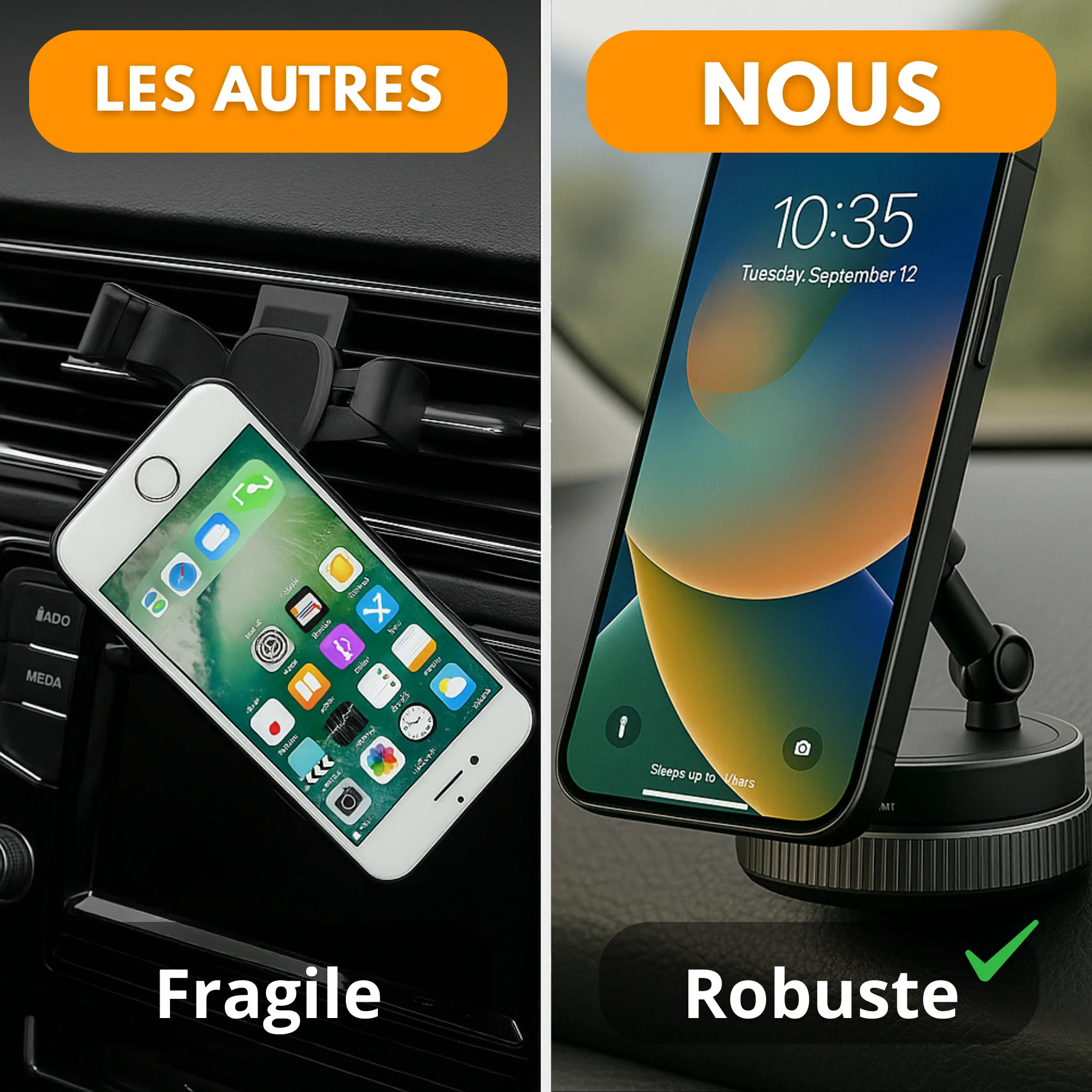 Support Téléphone Magnétique Voiture – Pare-Brise & Tableau de Bord - Image 5