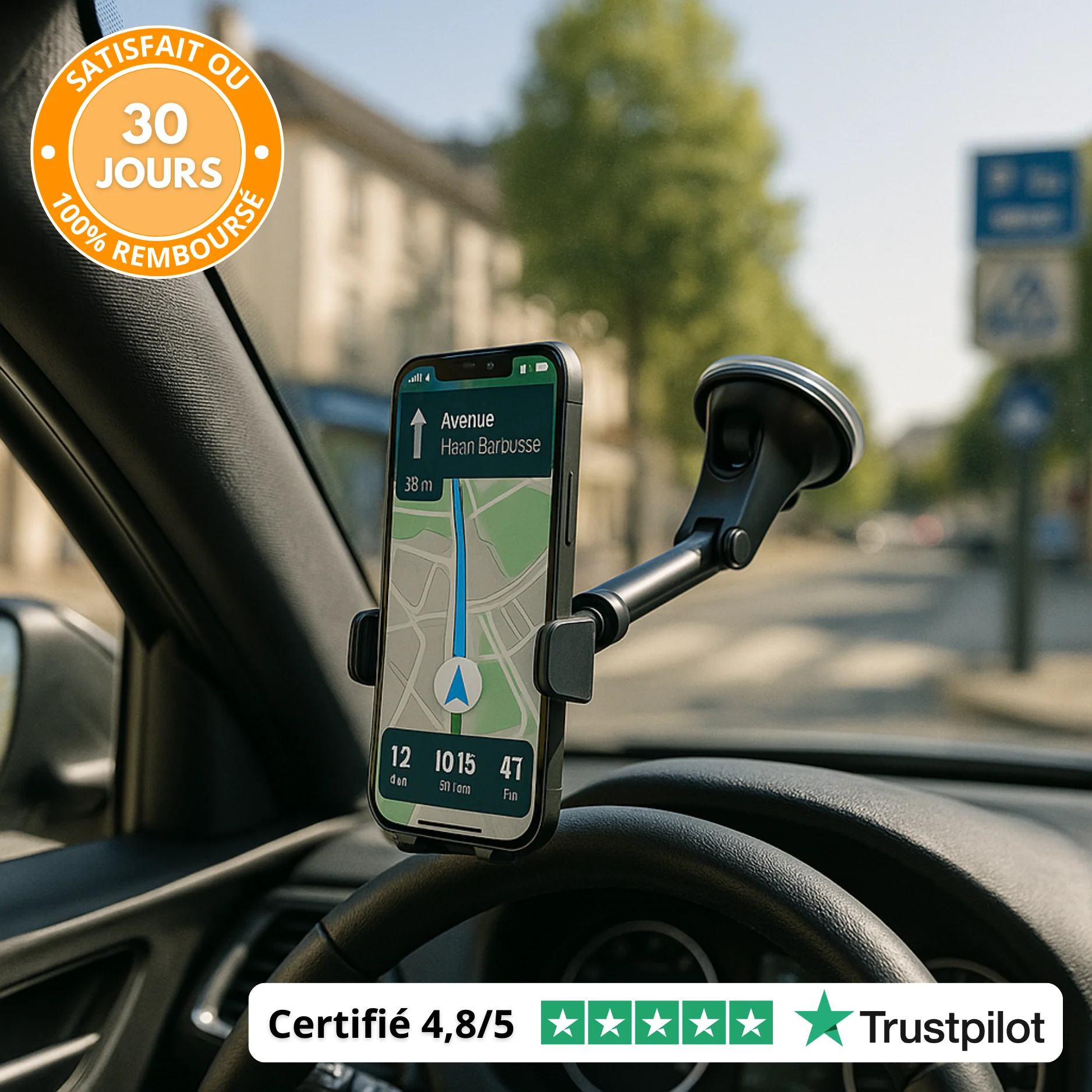 Support Téléphone Voiture Universel – Ventouse  360° - Image 2