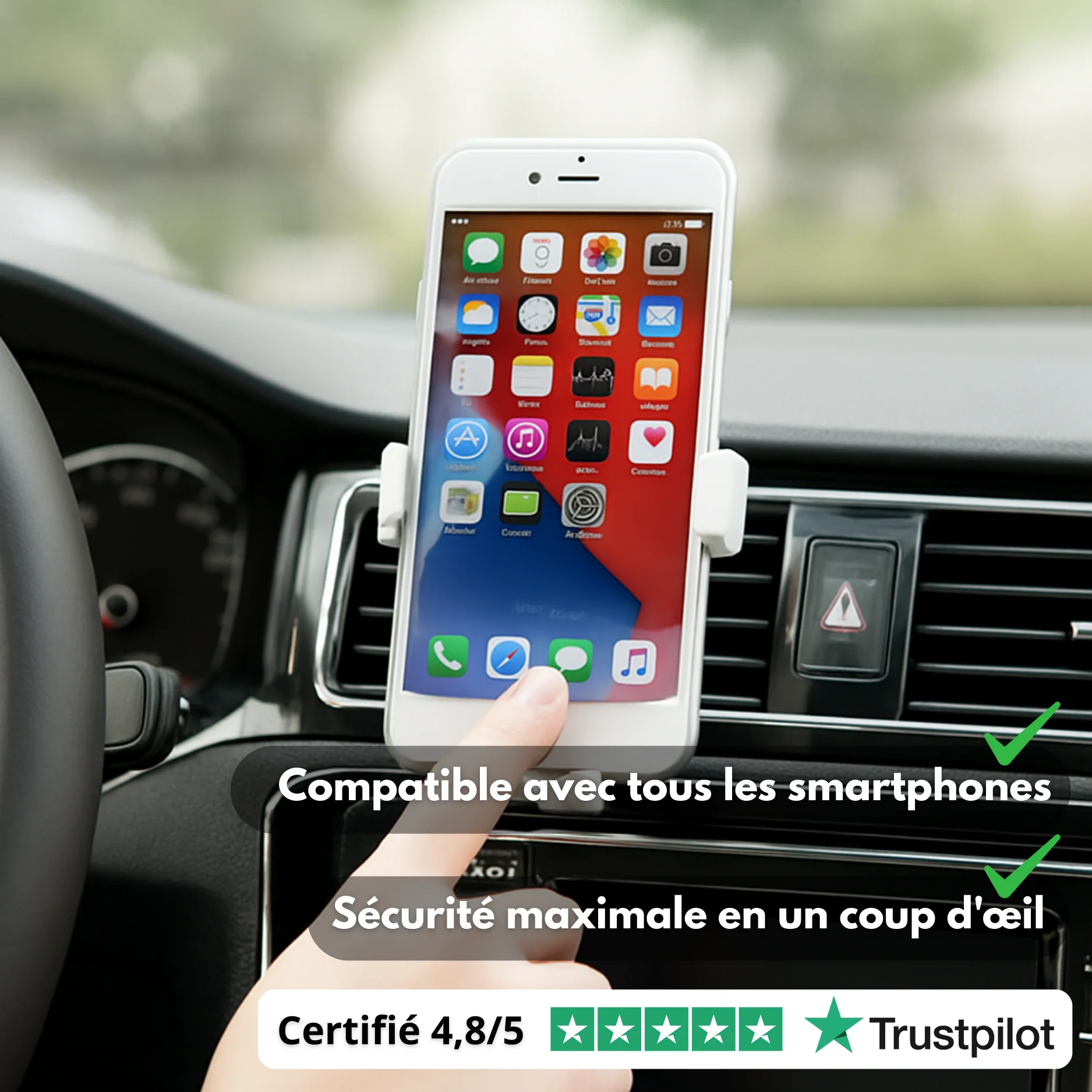 Support Téléphone Voiture Universel pour Grille d’Aération – Fixation Stable et Utilisation Intuitive - Image 2