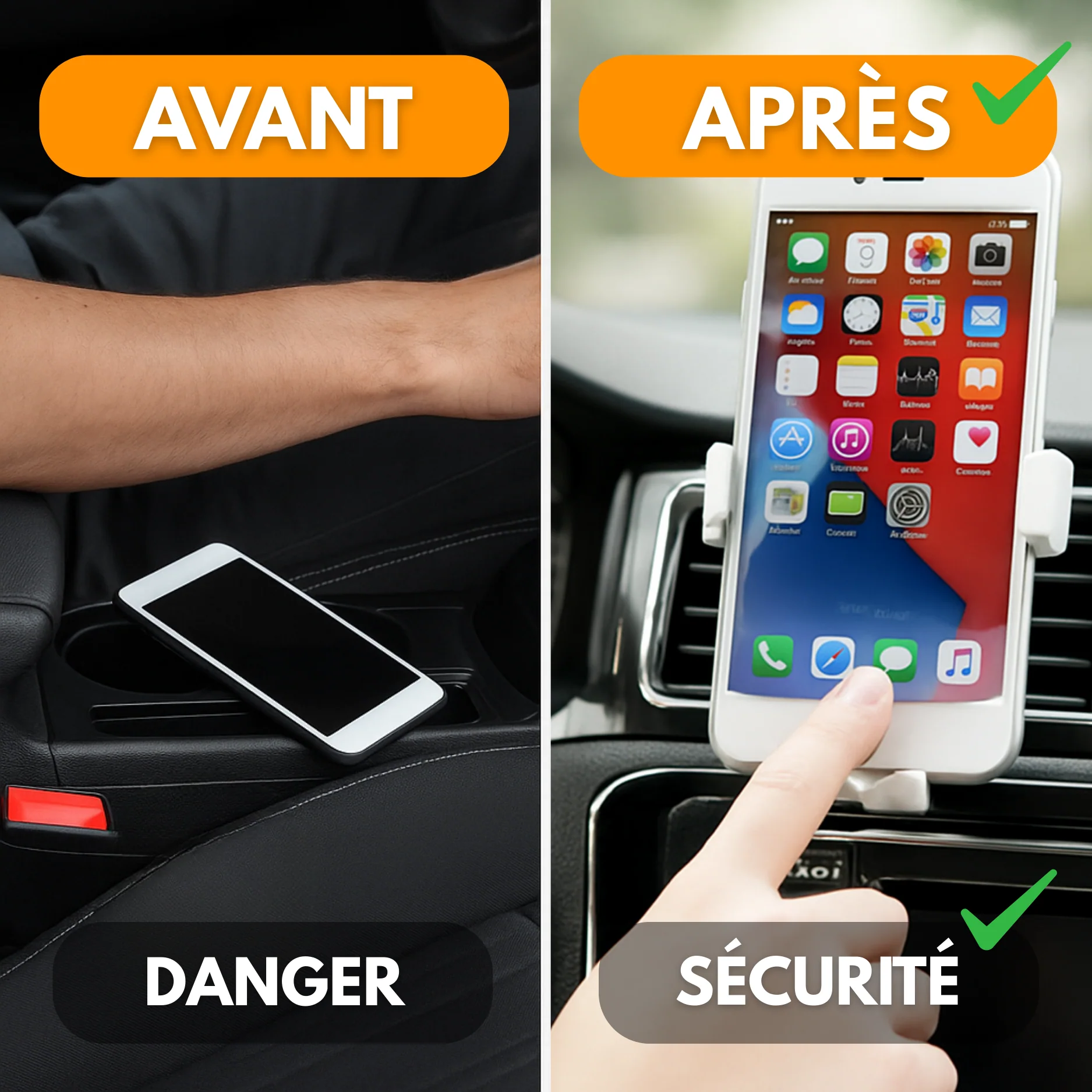 Support Téléphone Voiture Universel pour Grille d’Aération – Fixation Stable et Utilisation Intuitive - Image 3