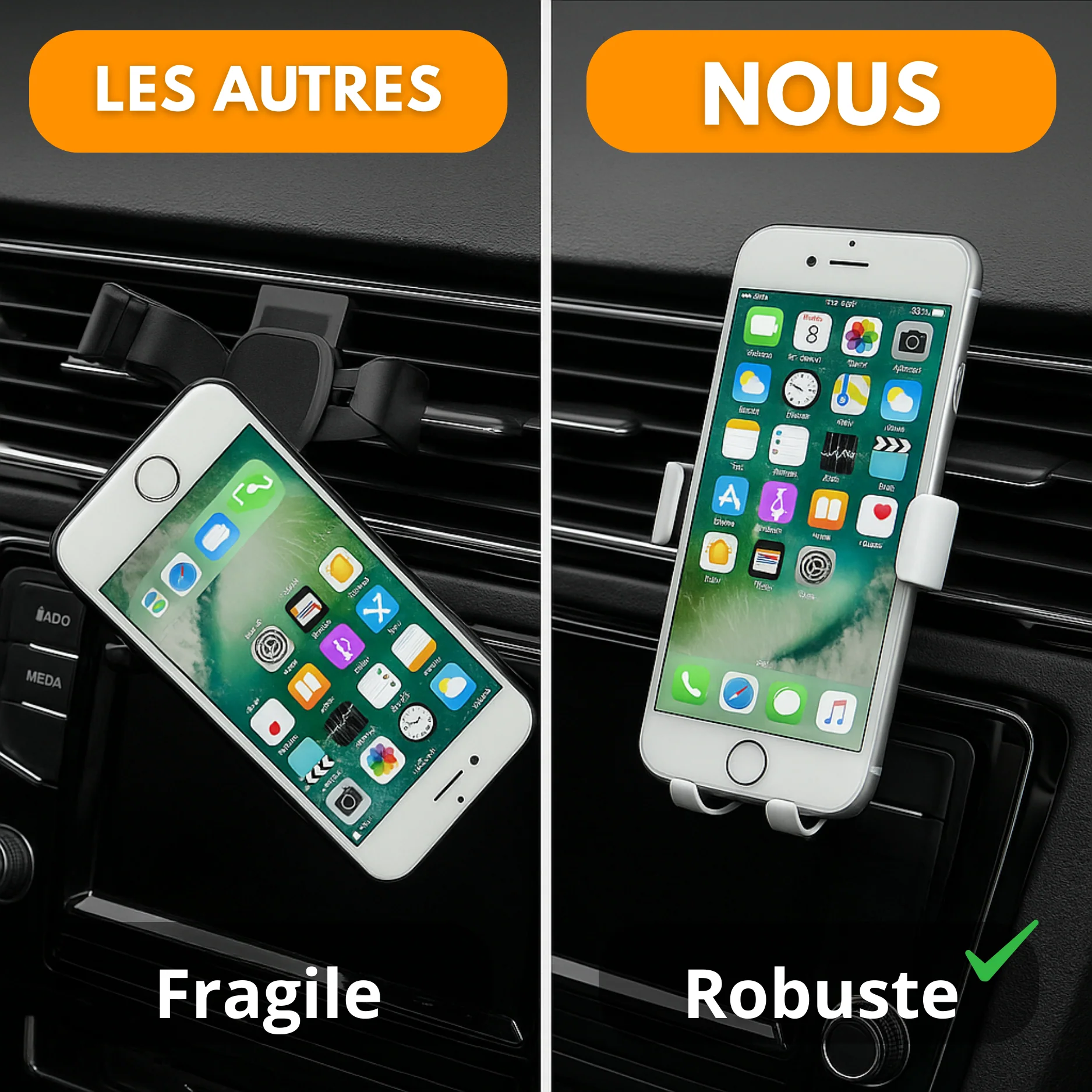 Support Téléphone Voiture Universel pour Grille d’Aération – Fixation Stable et Utilisation Intuitive - Image 4