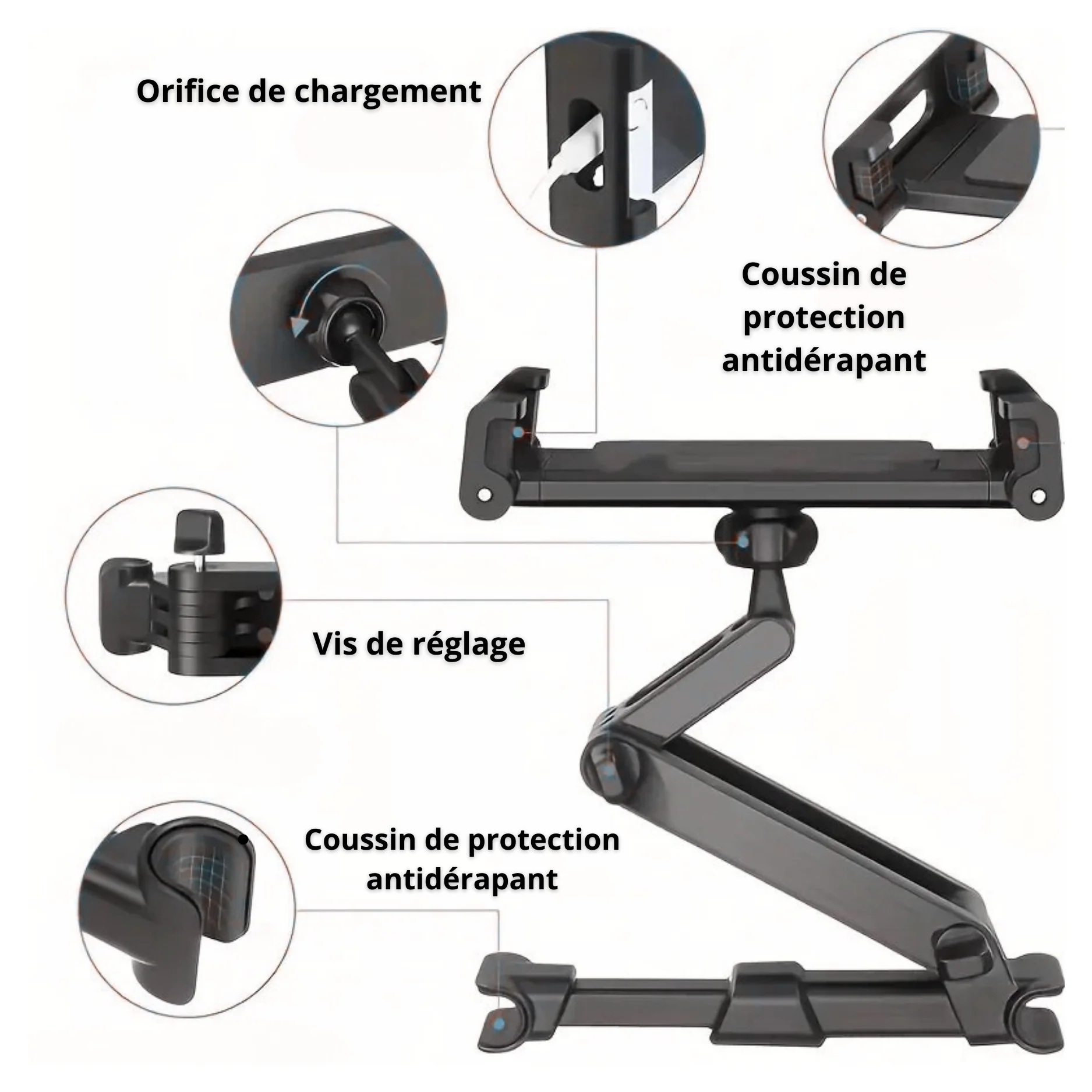 Support Voiture Universel Tablette & Smartphone – Appui-Tête Réglable - Image 9
