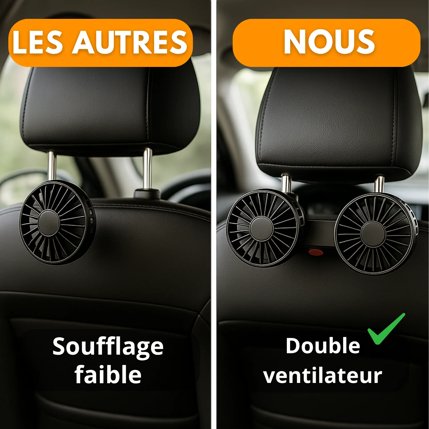 Ventilateur de voiture 360° double tête | Refroidisseur | Accessoire auto - Image 3