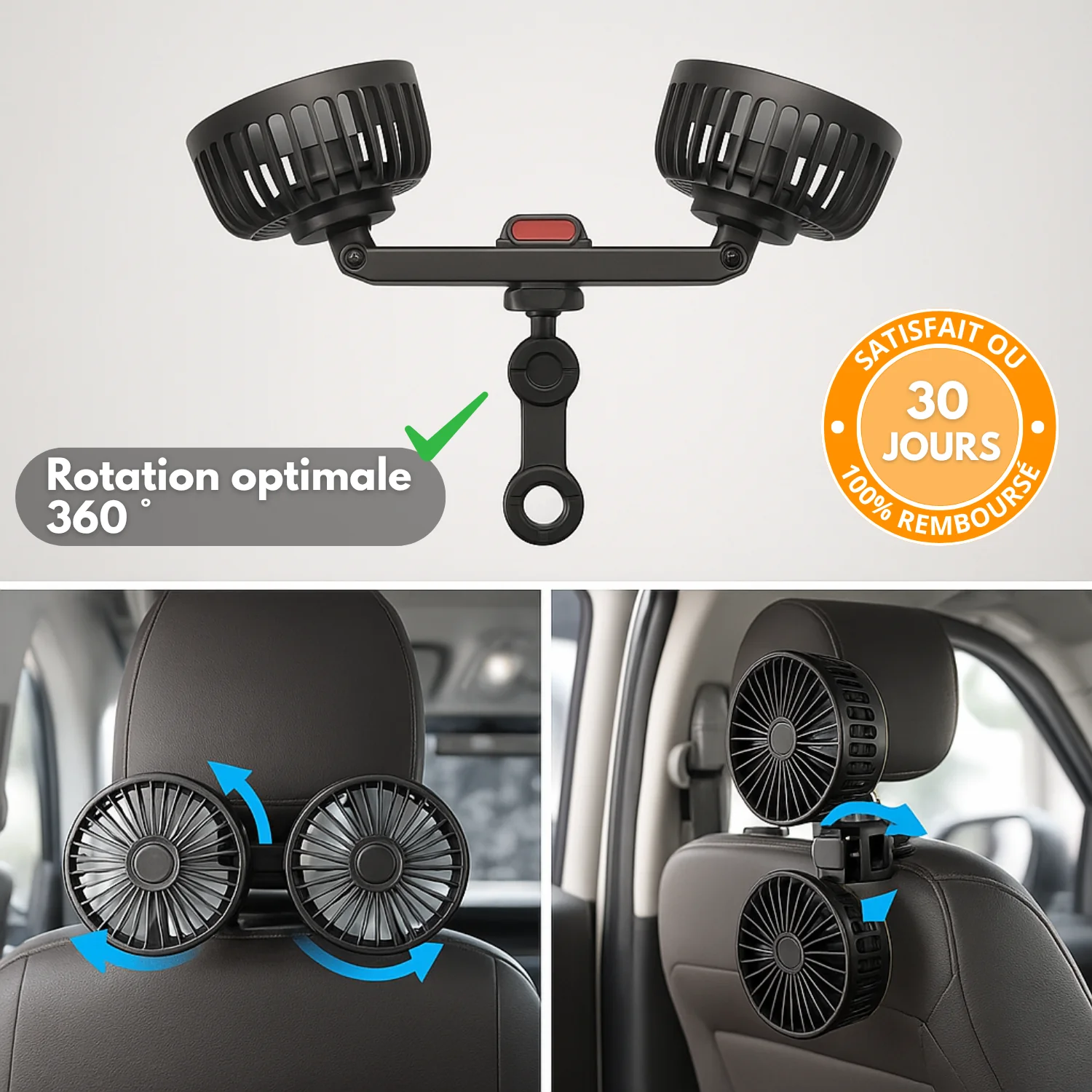 Ventilateur de voiture 360° double tête | Refroidisseur | Accessoire auto - Image 5