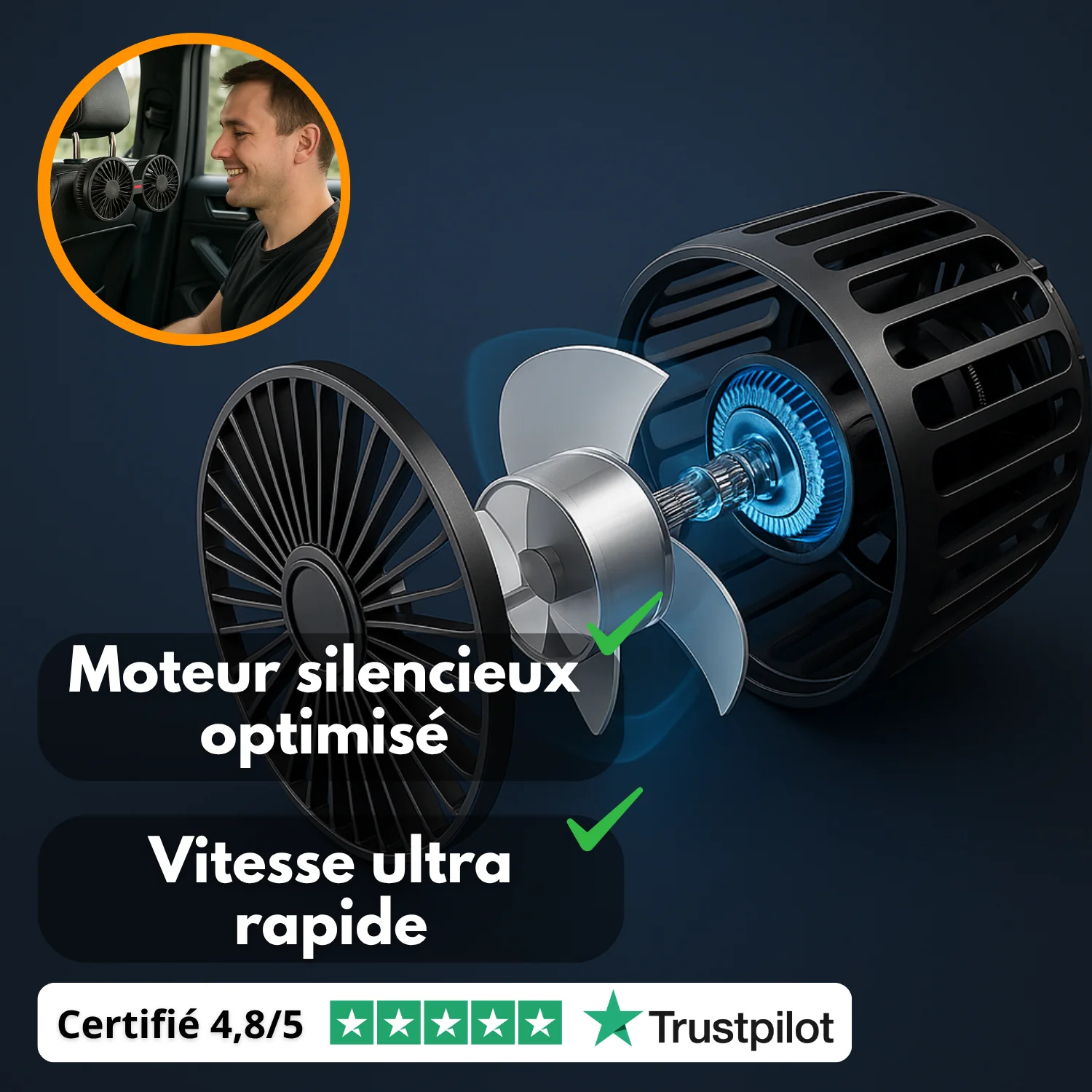 Ventilateur de voiture 360° double tête | Refroidisseur | Accessoire auto - Image 6