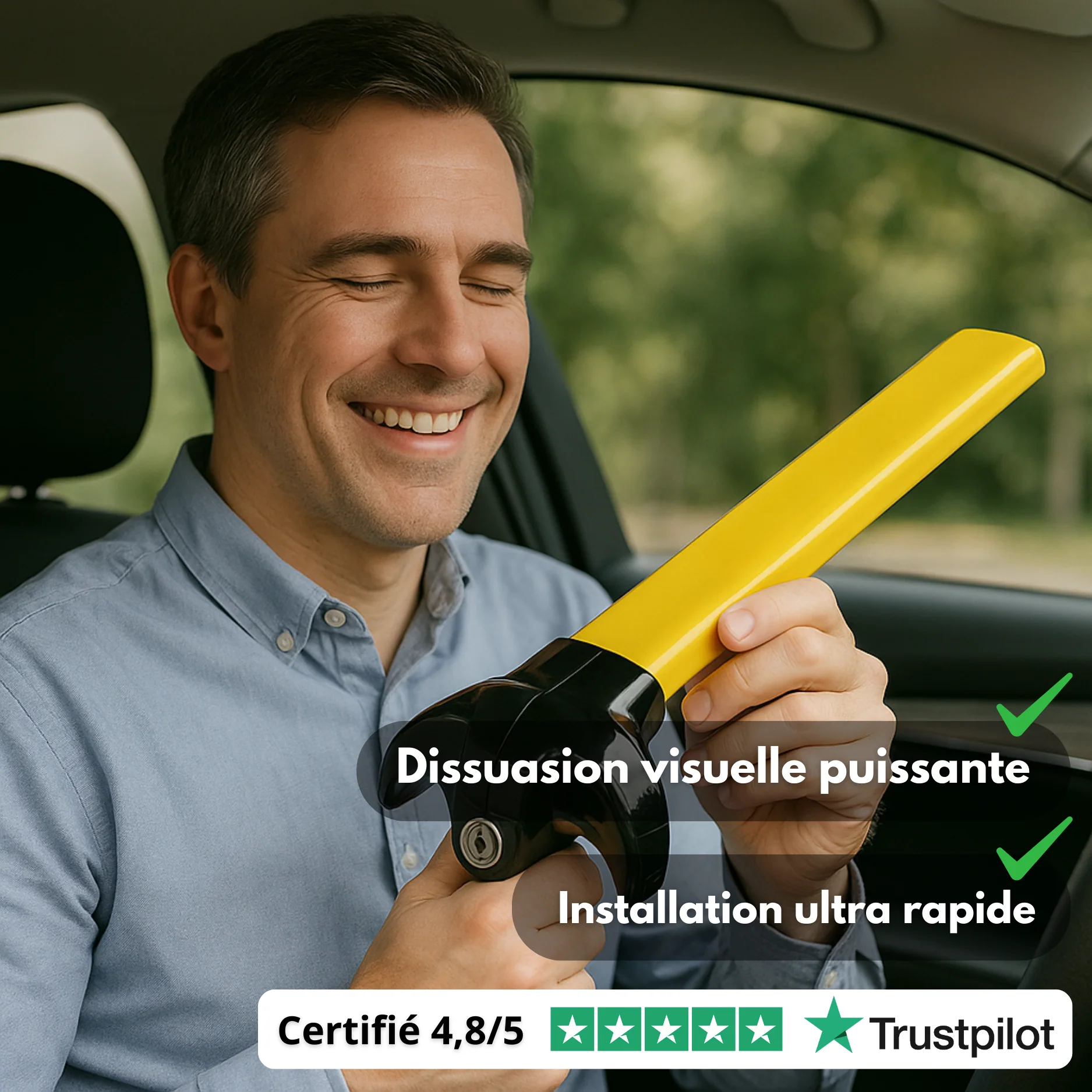 Verrou Antivol Voiture | Blocage Volant - Anti Effraction Auto - Image 2